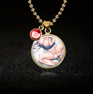 anime fetish necklace with birthstone charm