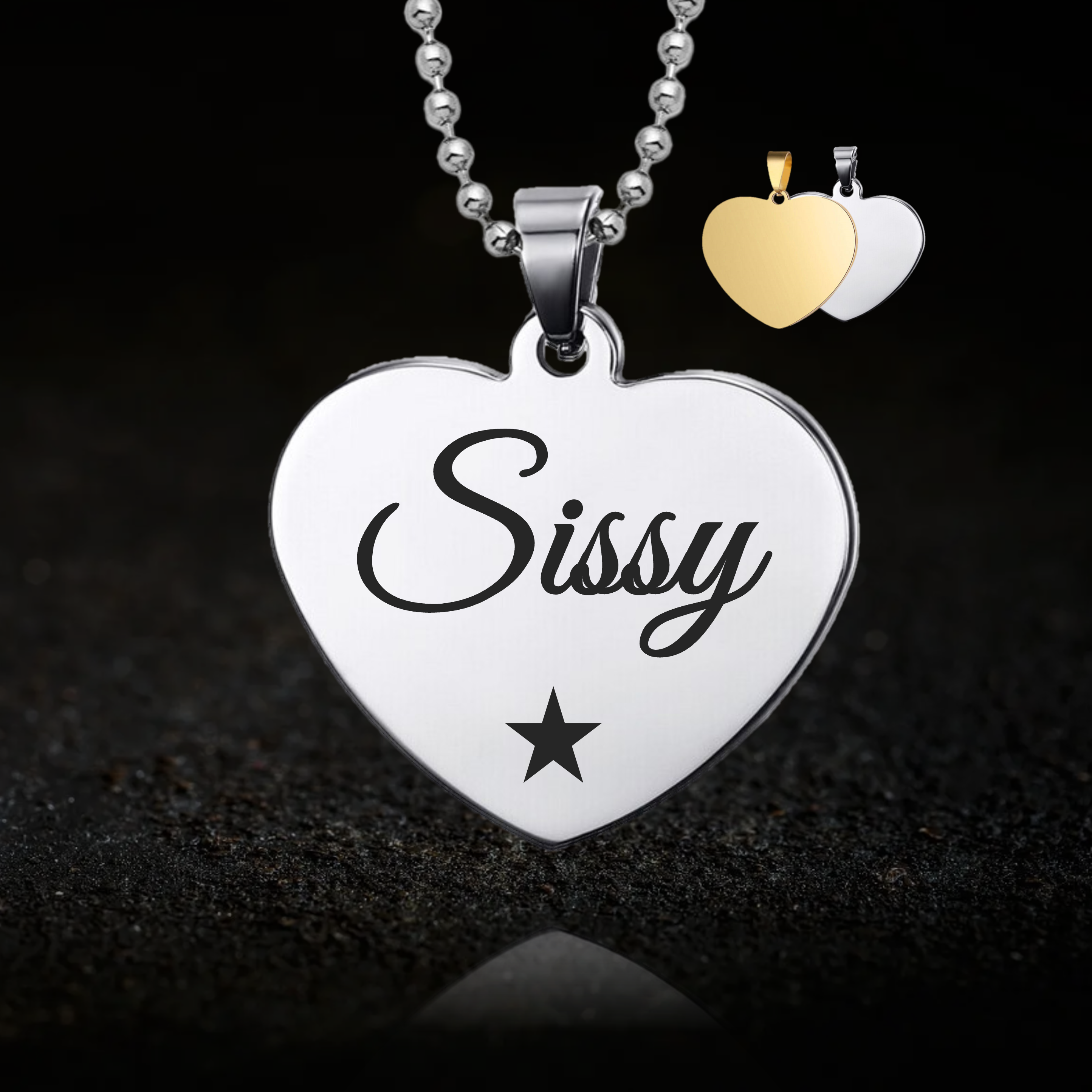 Submissive Sissy Girl, BDSM Heart Necklace