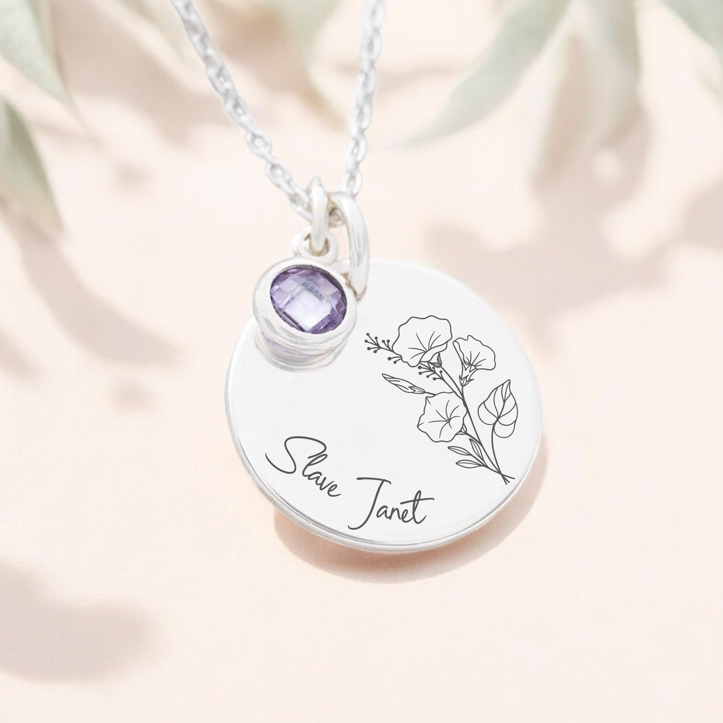 Personalised Hybrid, Birth Flower Necklace