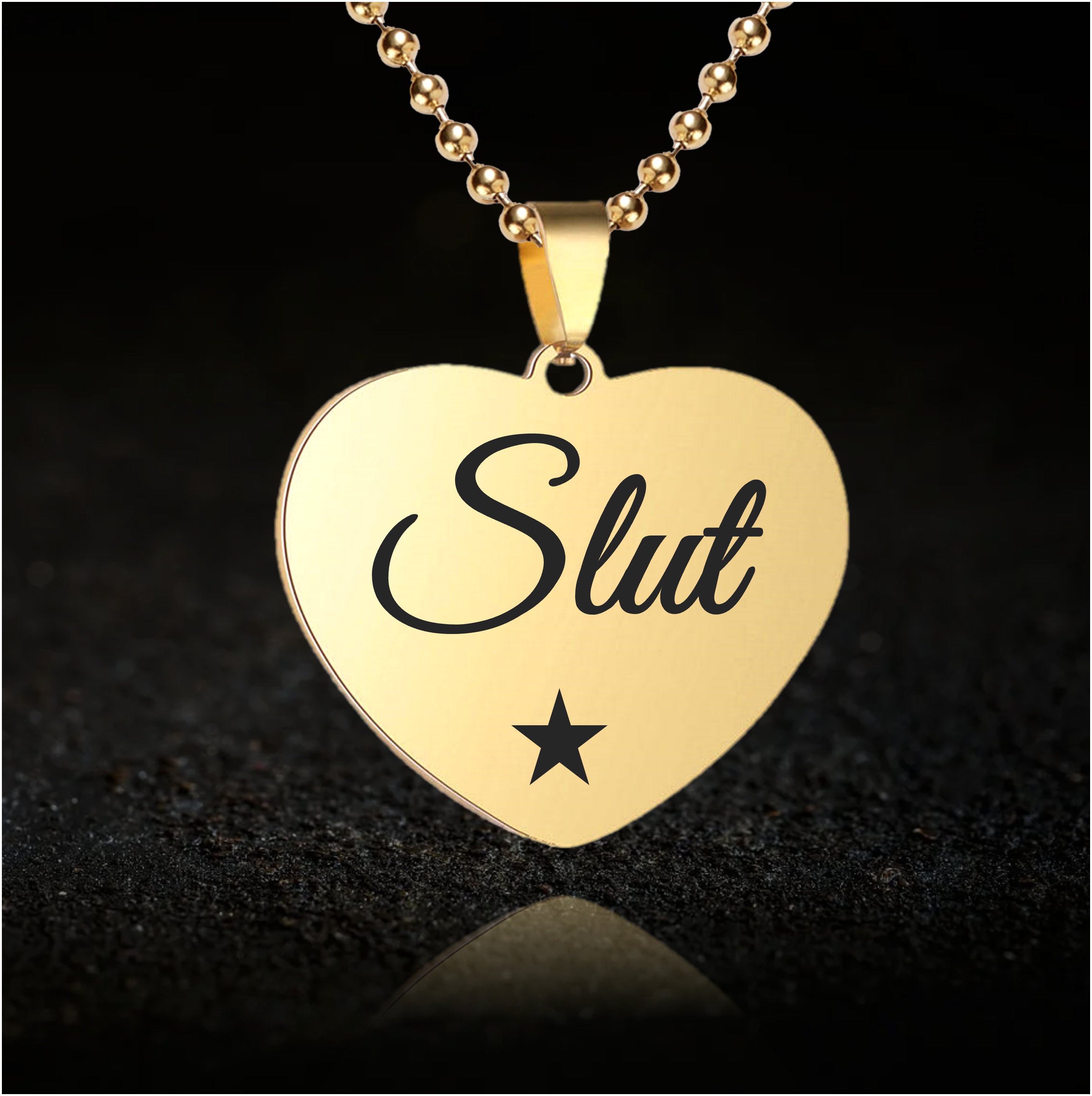 Submissive Slut, BDSM Heart Necklace