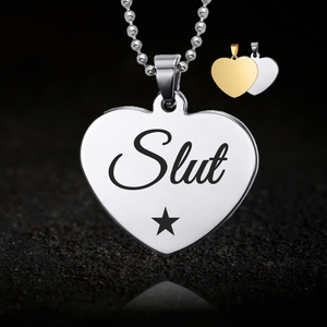 Slut role tag heart necklace BDSM humiliation pendant