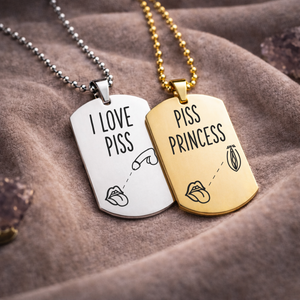 I love piss and piss princess engraved fetish necklace humiliation kink jewellery stainless steel