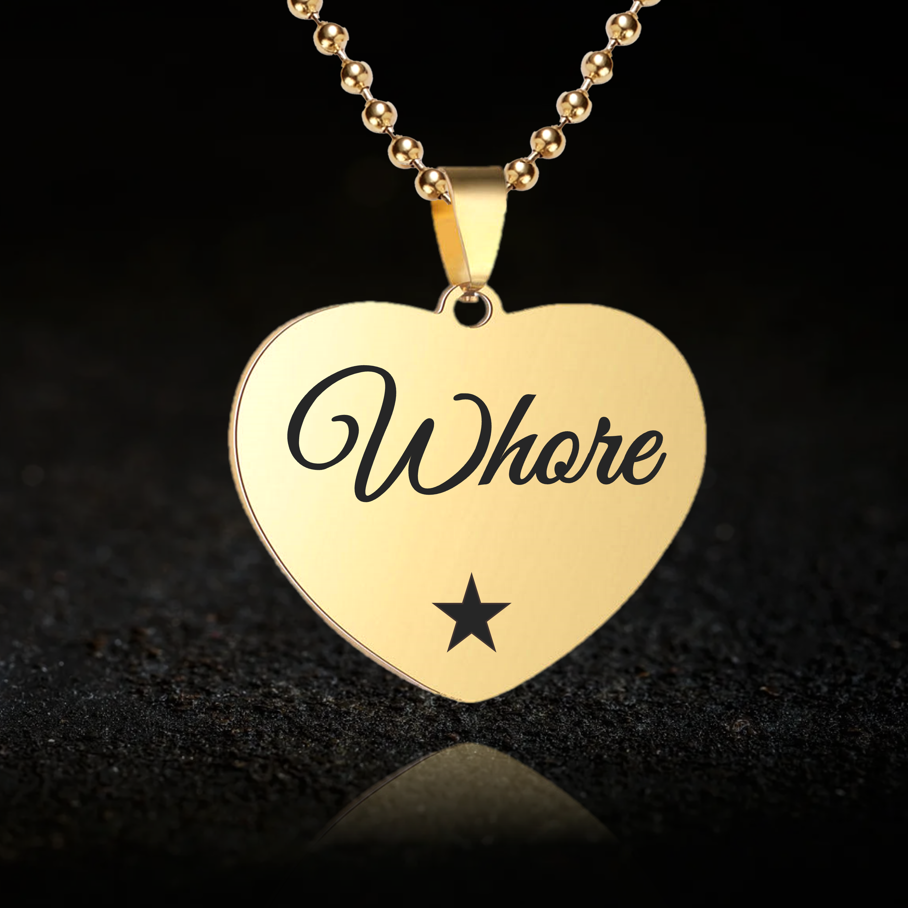 Submissive Whore, BDSM Heart Necklace