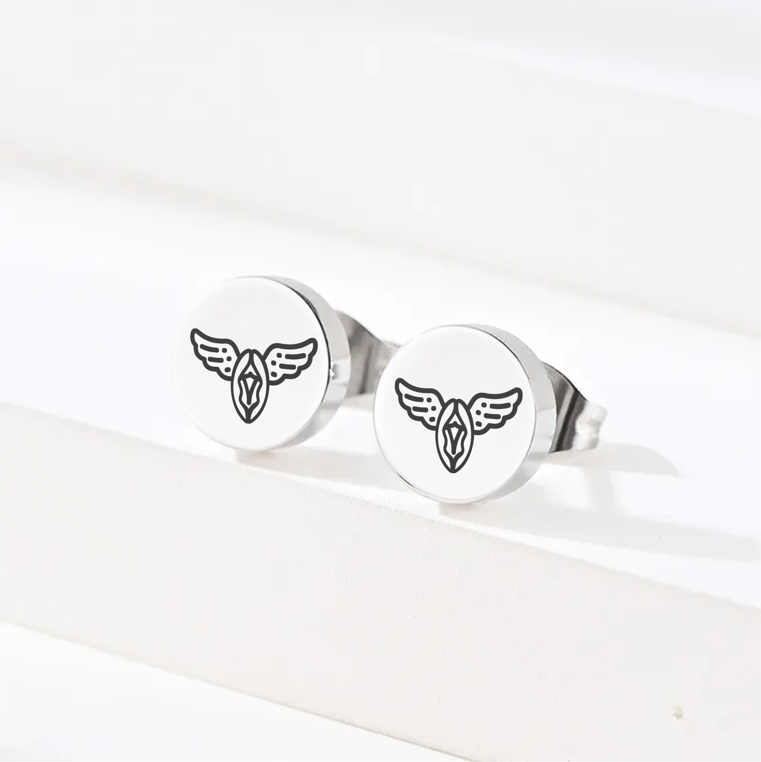 Winged Vagina, Stud Earrings
