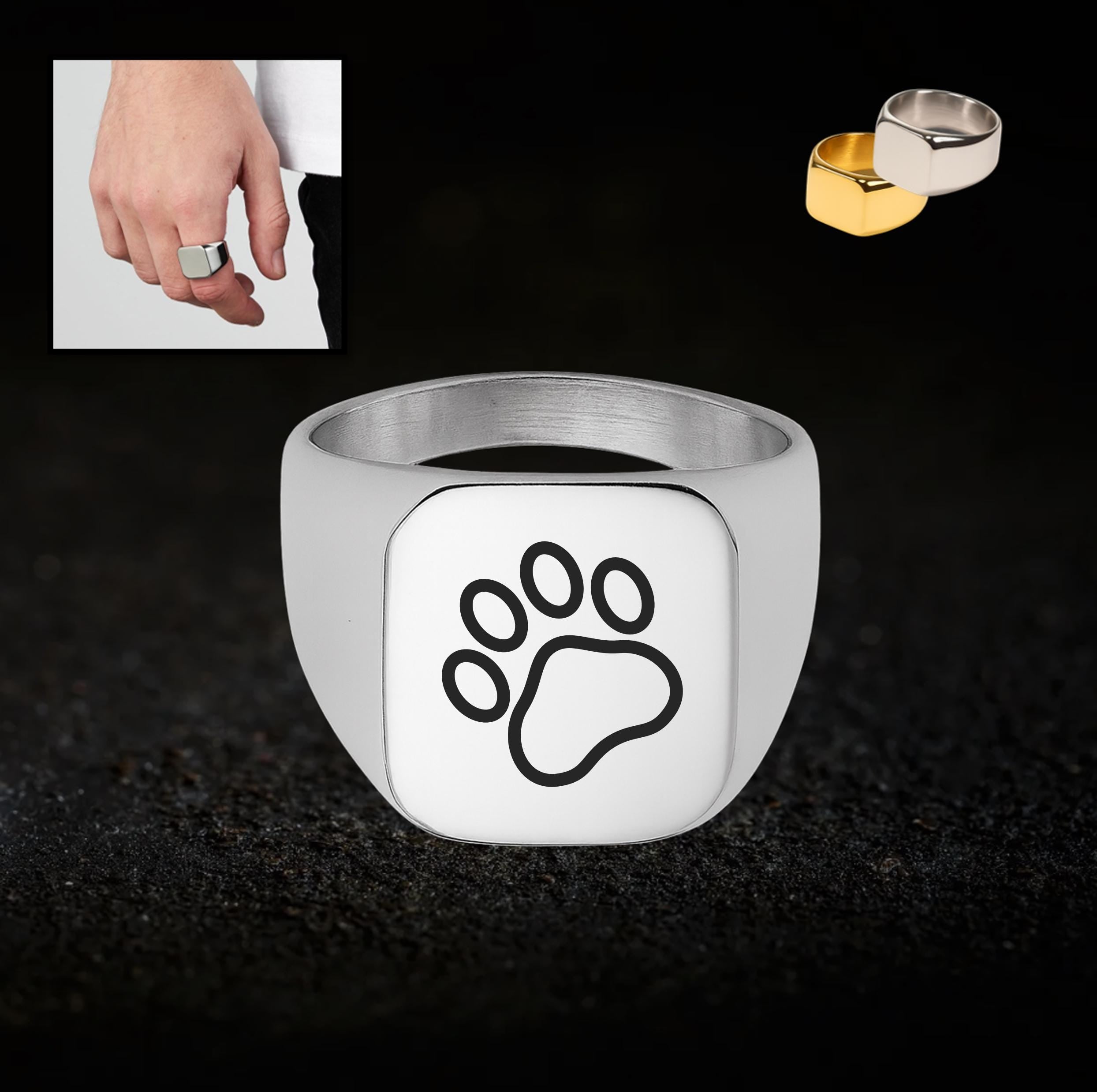 Puppy Paw, Cub Engraved Ring