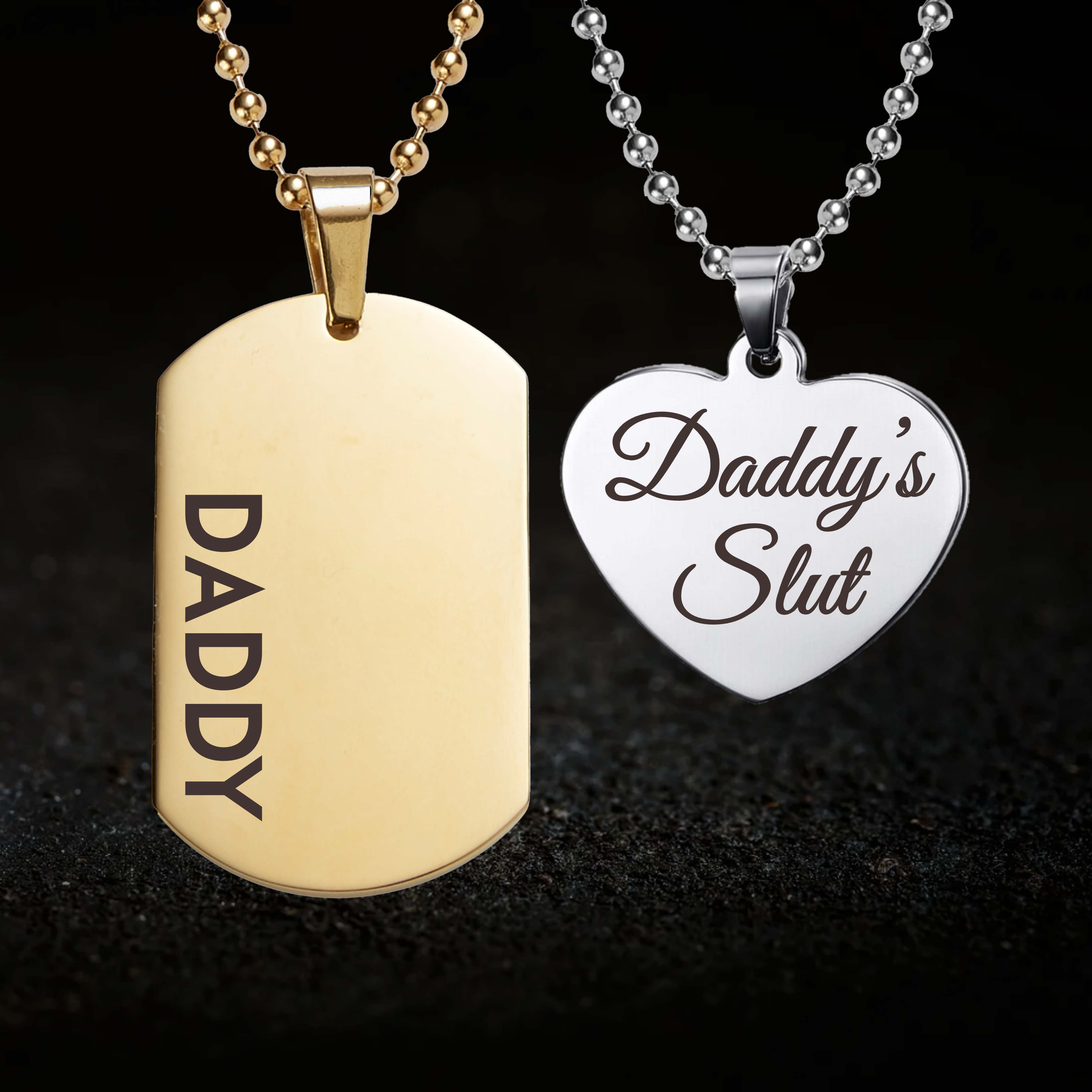 Dominant Daddy and Submissive Daddy's Slut, Necklace Set