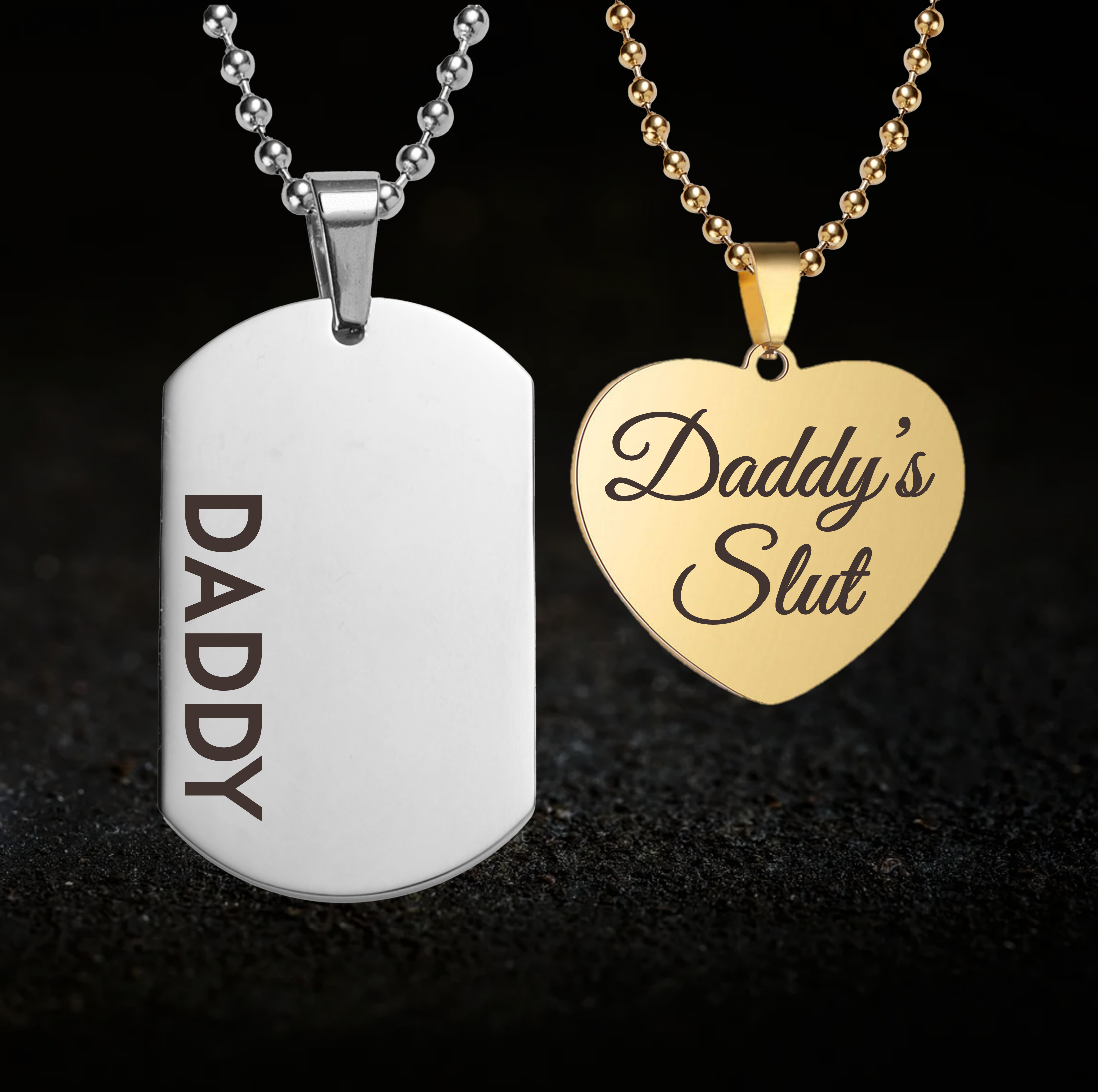 Dominant Daddy and Submissive Daddy's Slut, Necklace Set