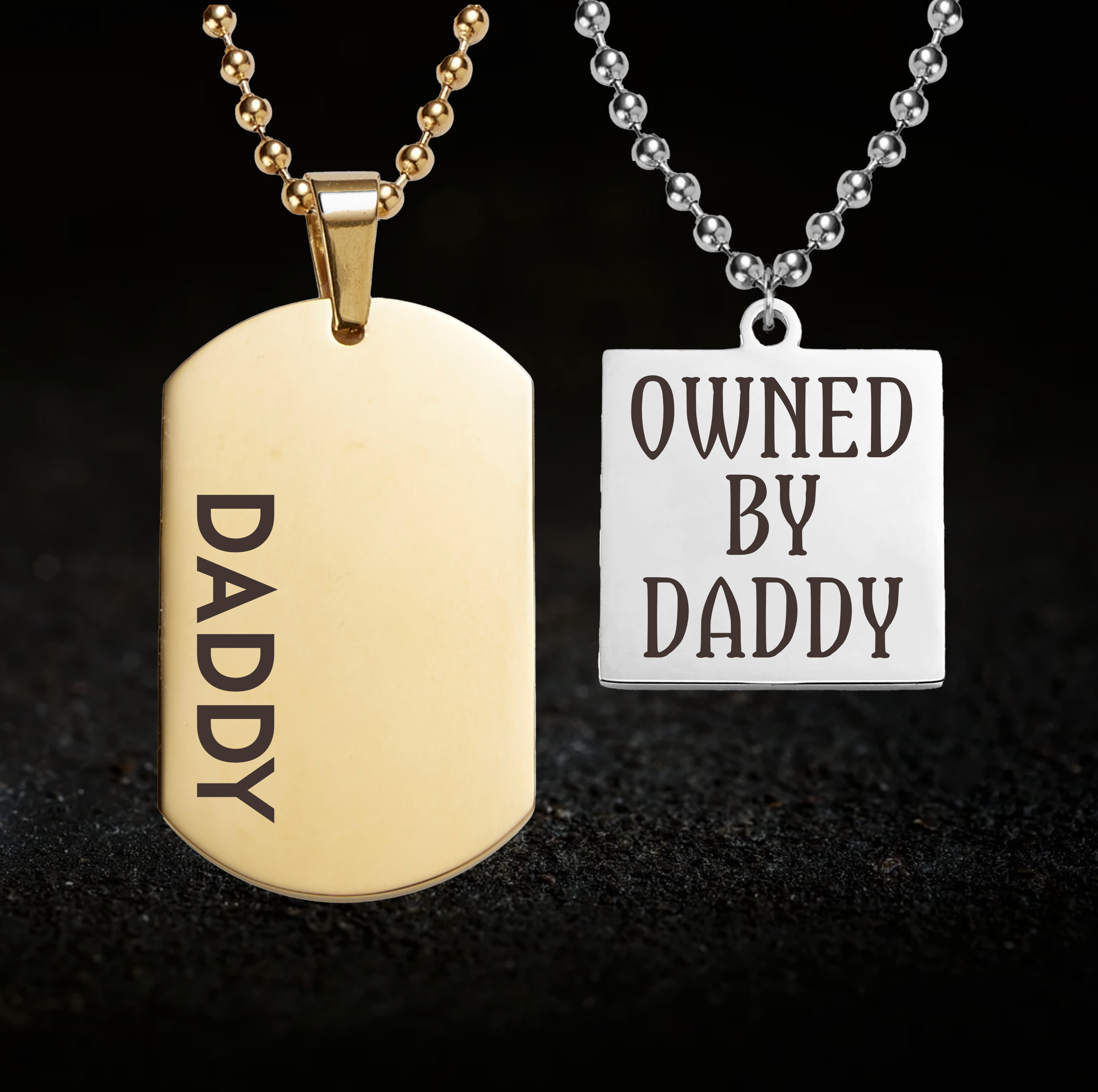 Dominant Daddy and Owned by Daddy, BDSM Dynamic Necklace Set