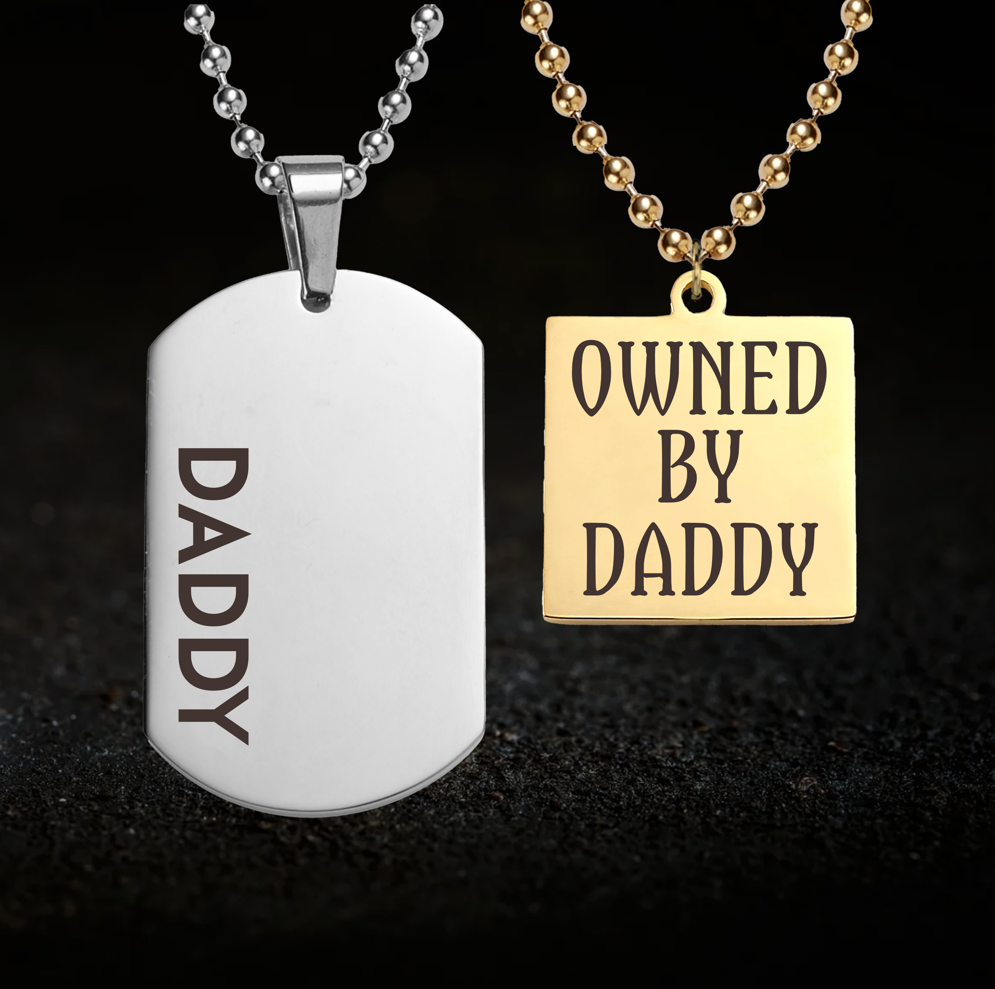 Dominant Daddy and Owned by Daddy, BDSM Dynamic Necklace Set