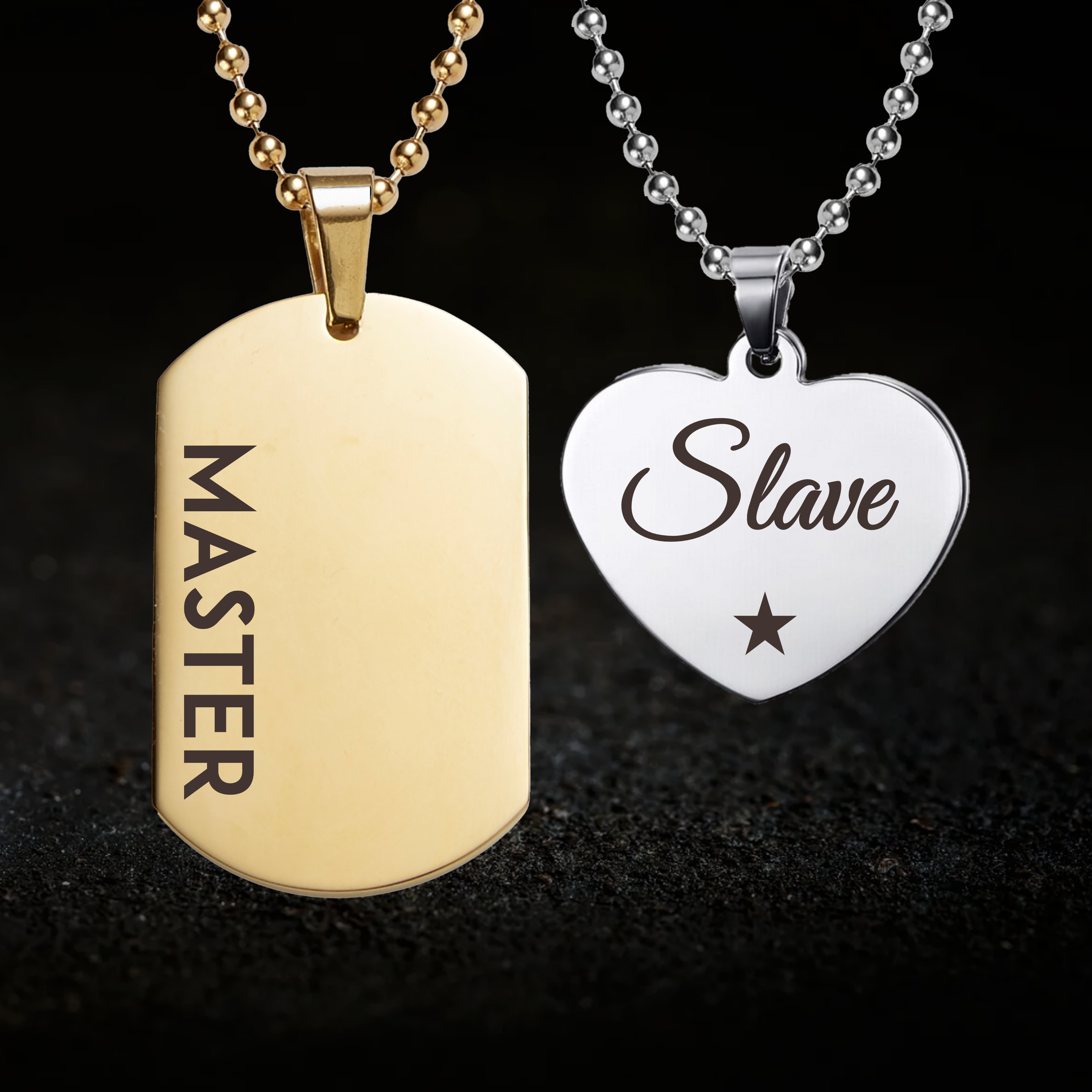 Dominant Master and Submissive Slave, BDSM Necklace Set
