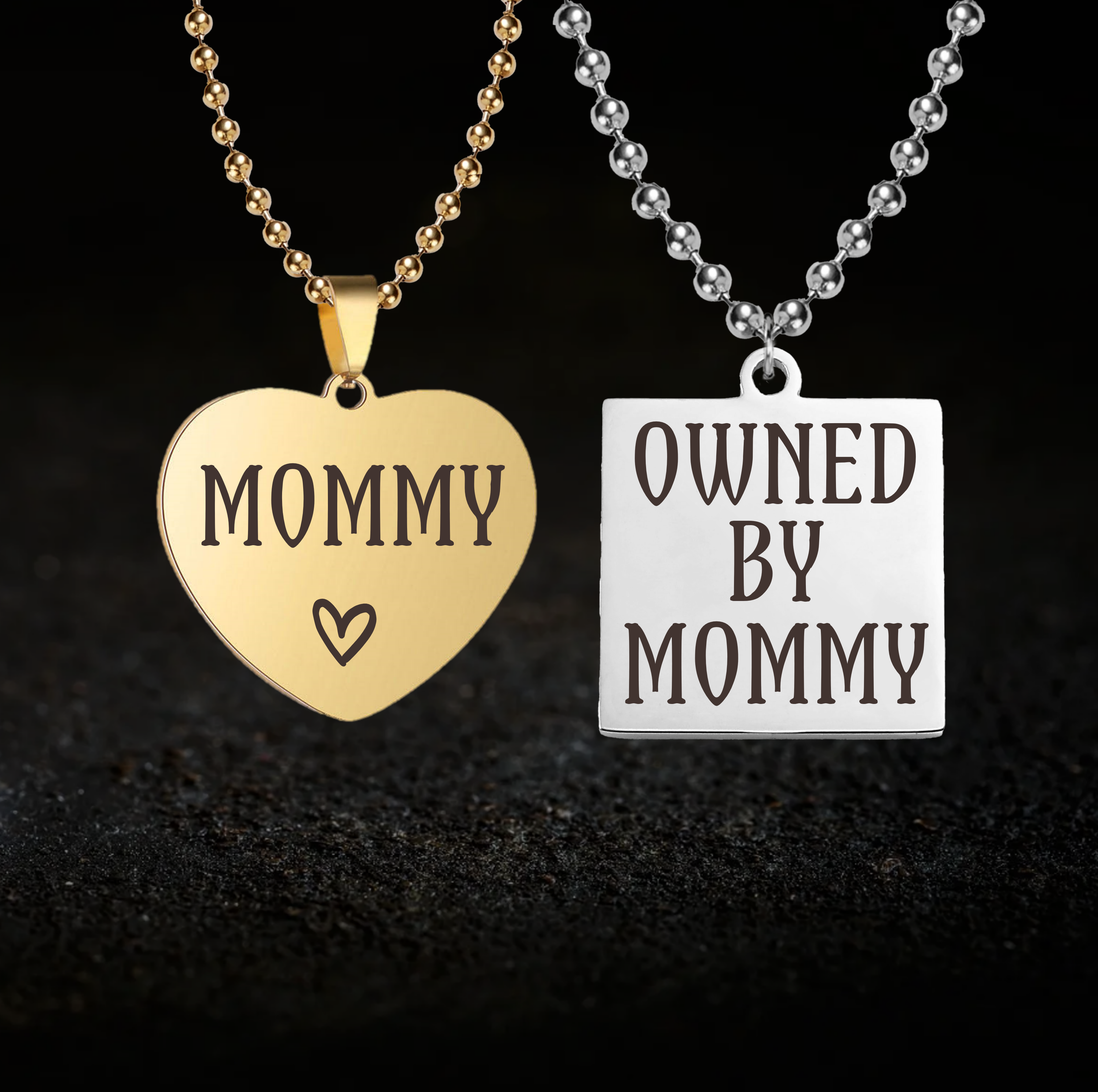 Dominant mommy and Owned by Mommy, BDSM Dynamic Necklace Set