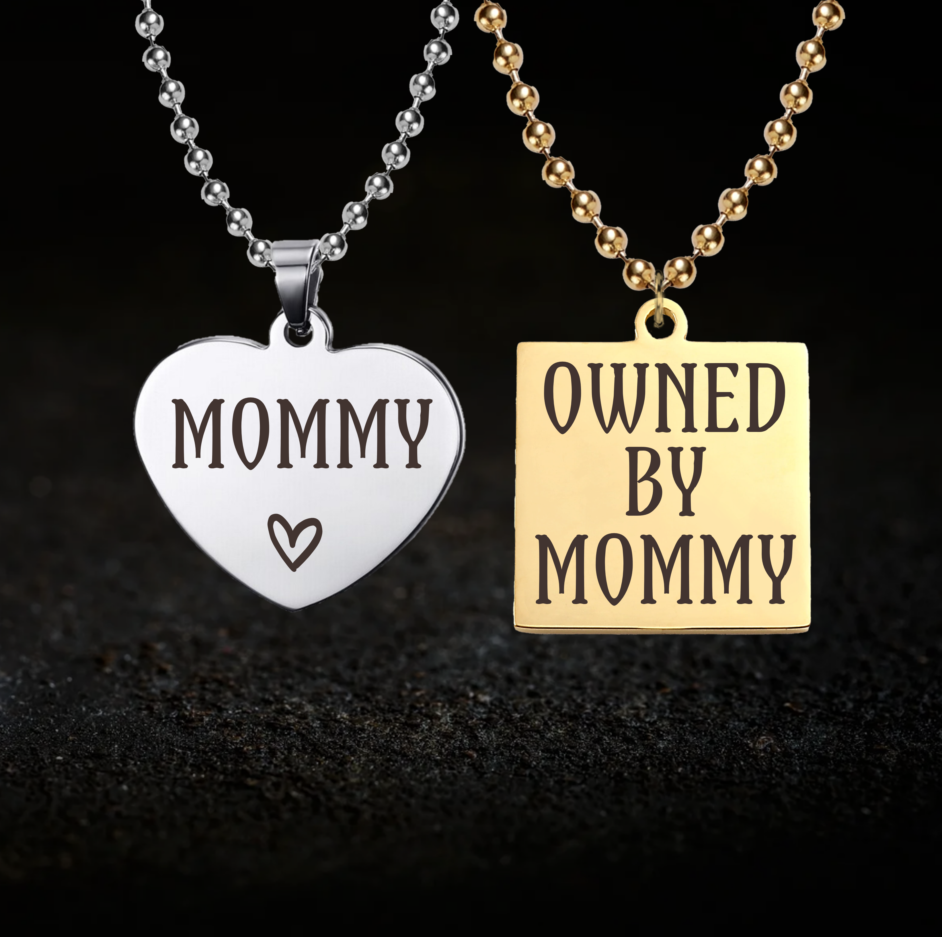 Dominant mommy and Owned by Mommy, BDSM Dynamic Necklace Set
