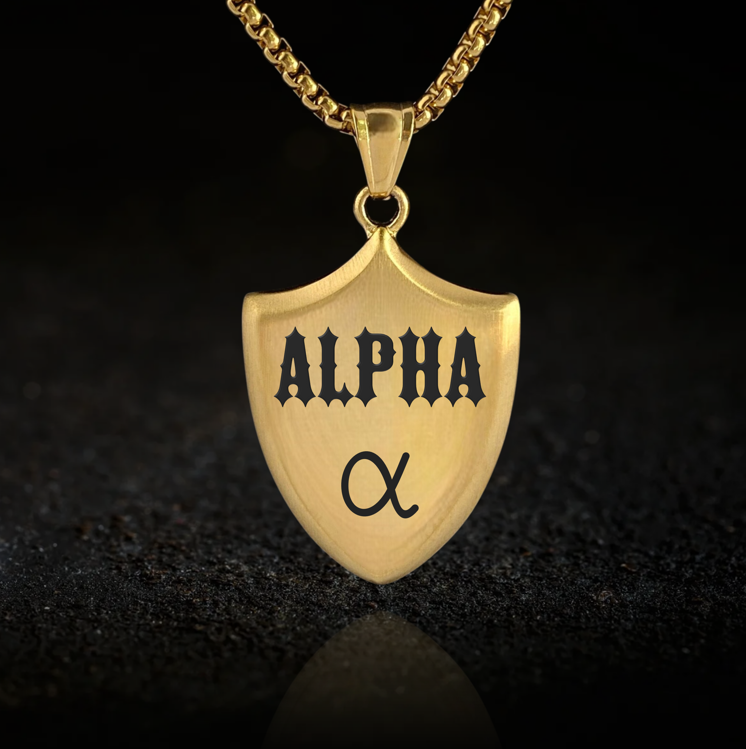 Alpha, Shield Pendant Necklace