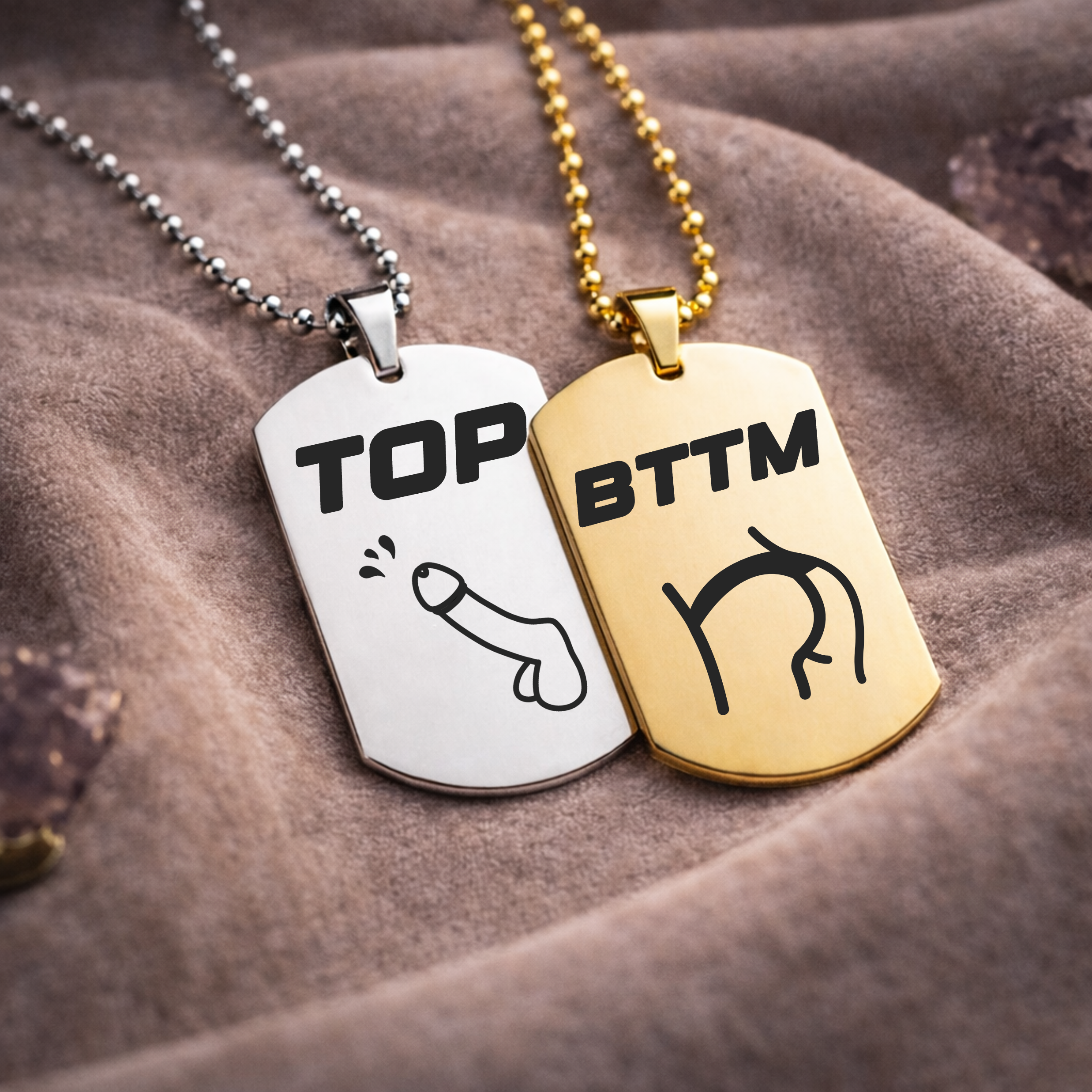 Top and BTTM engraved gay bedroom role necklace stainless steel signalling jewellery