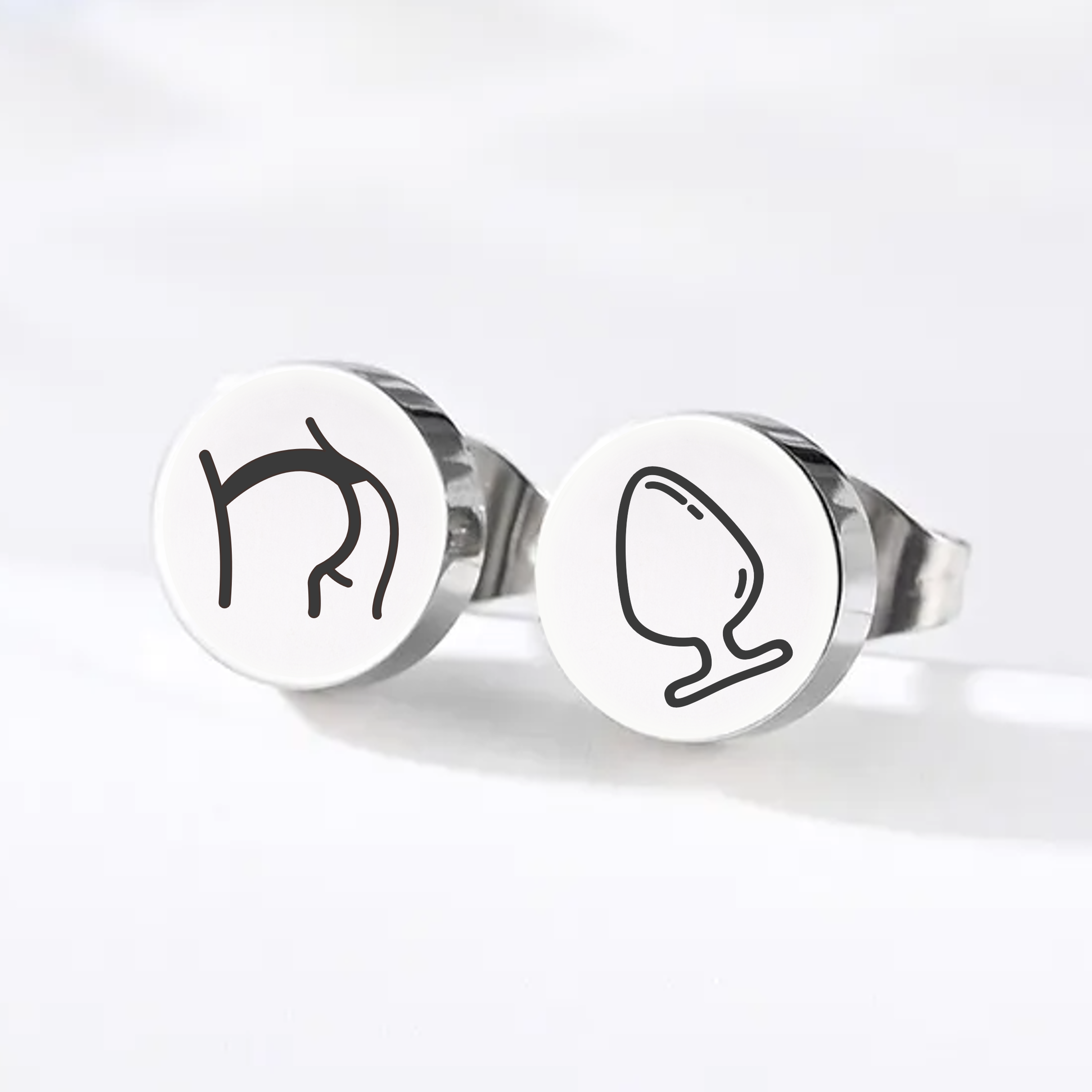 Bottom and Butt Plug, Stud Earrings