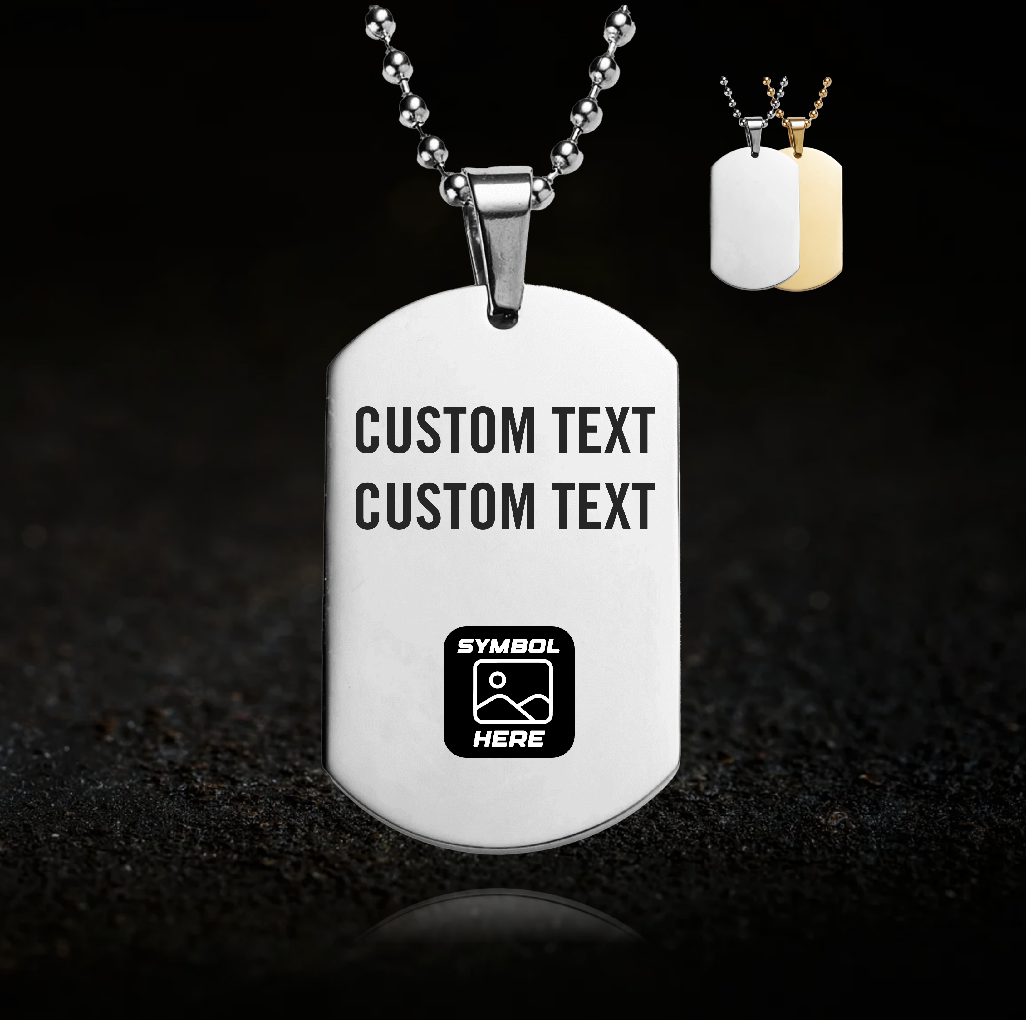 Custom  Emblem and Text, Dog Tag Necklace, V3
