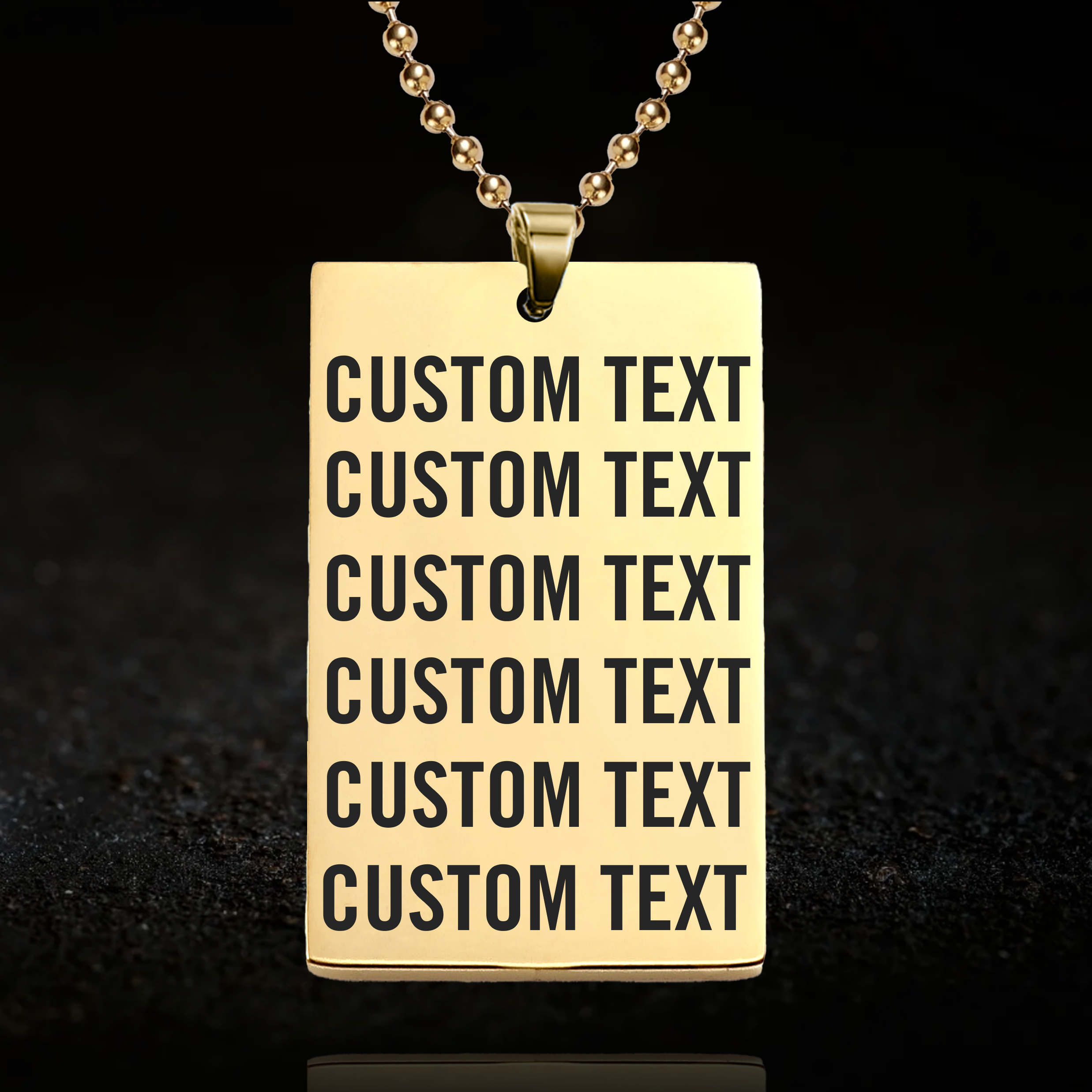 Custom Text, Large Rectangle Necklace - Horizontal