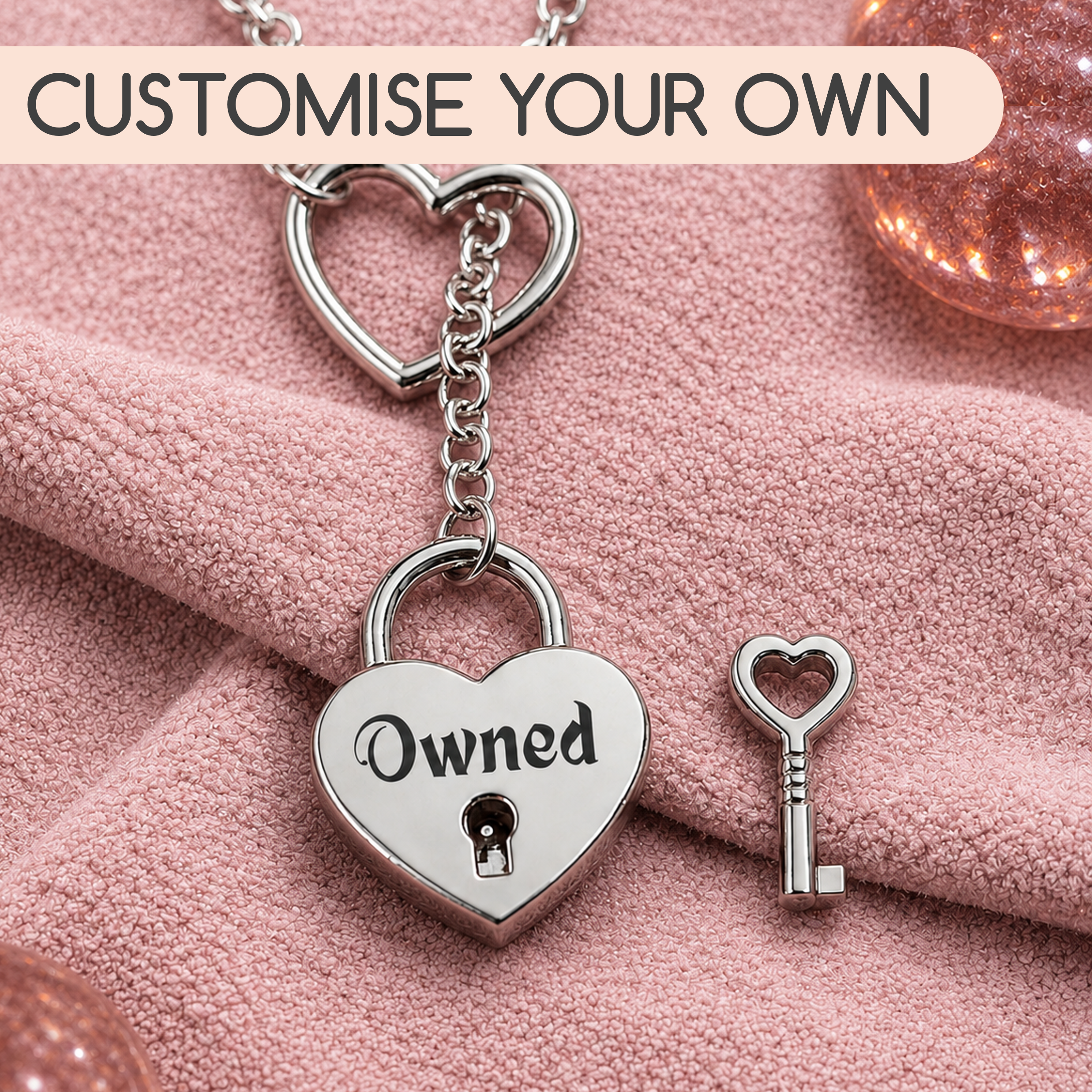 Create your own - Padlock heart necklace with custom text