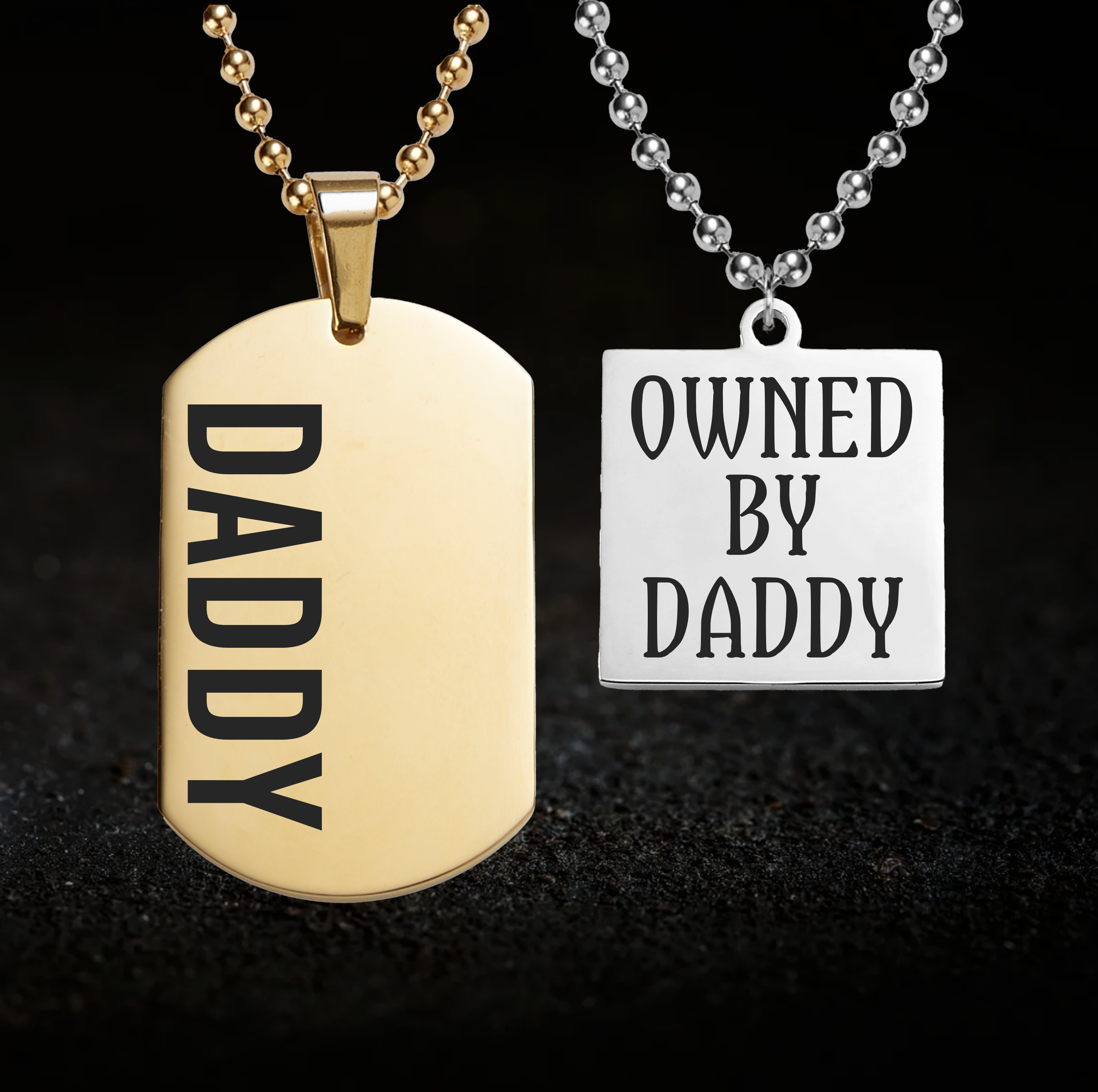 Dominant Daddy and Owned by Daddy, BDSM Dynamic Necklace Set