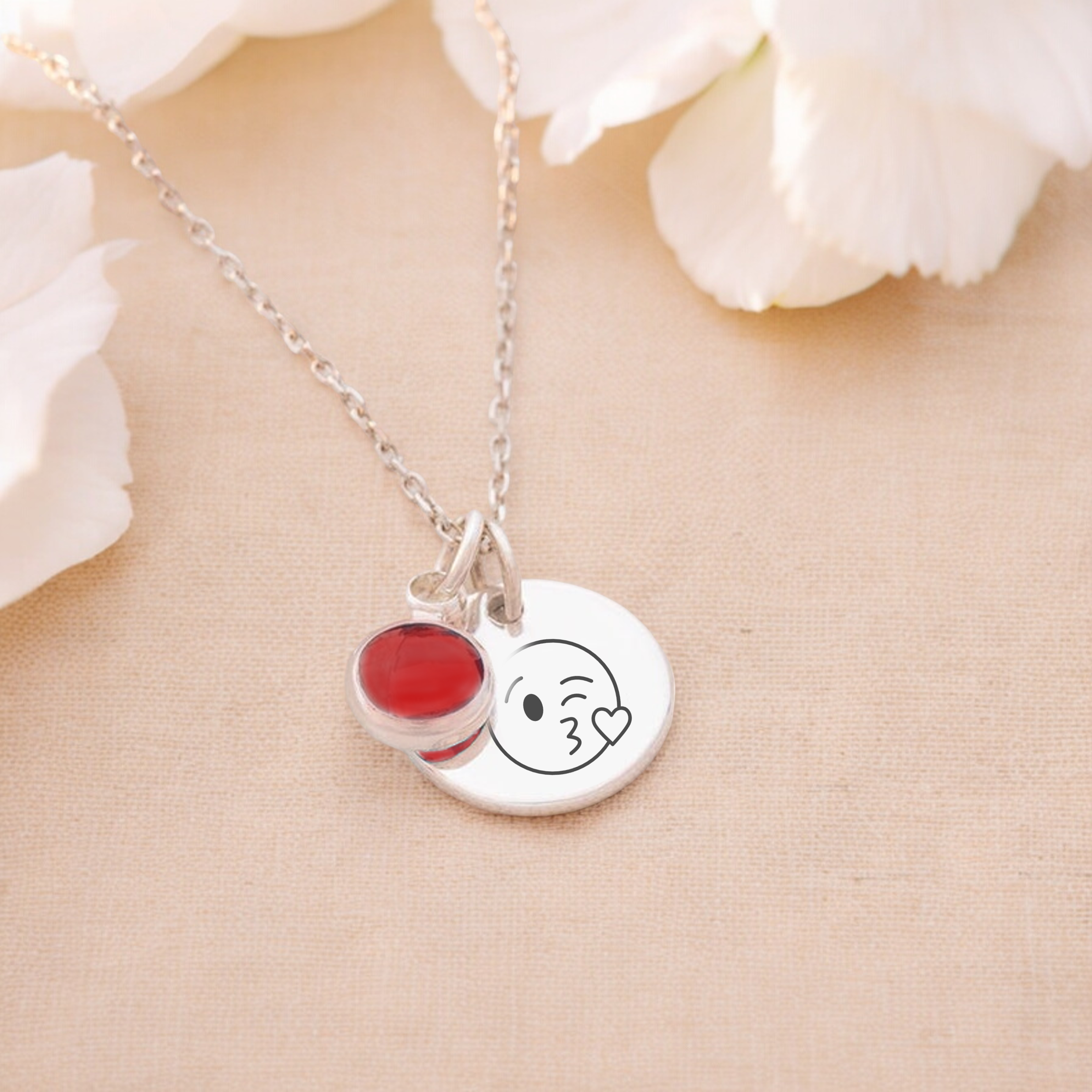 Emoji, Birth stone Necklace - Choice of Emojis