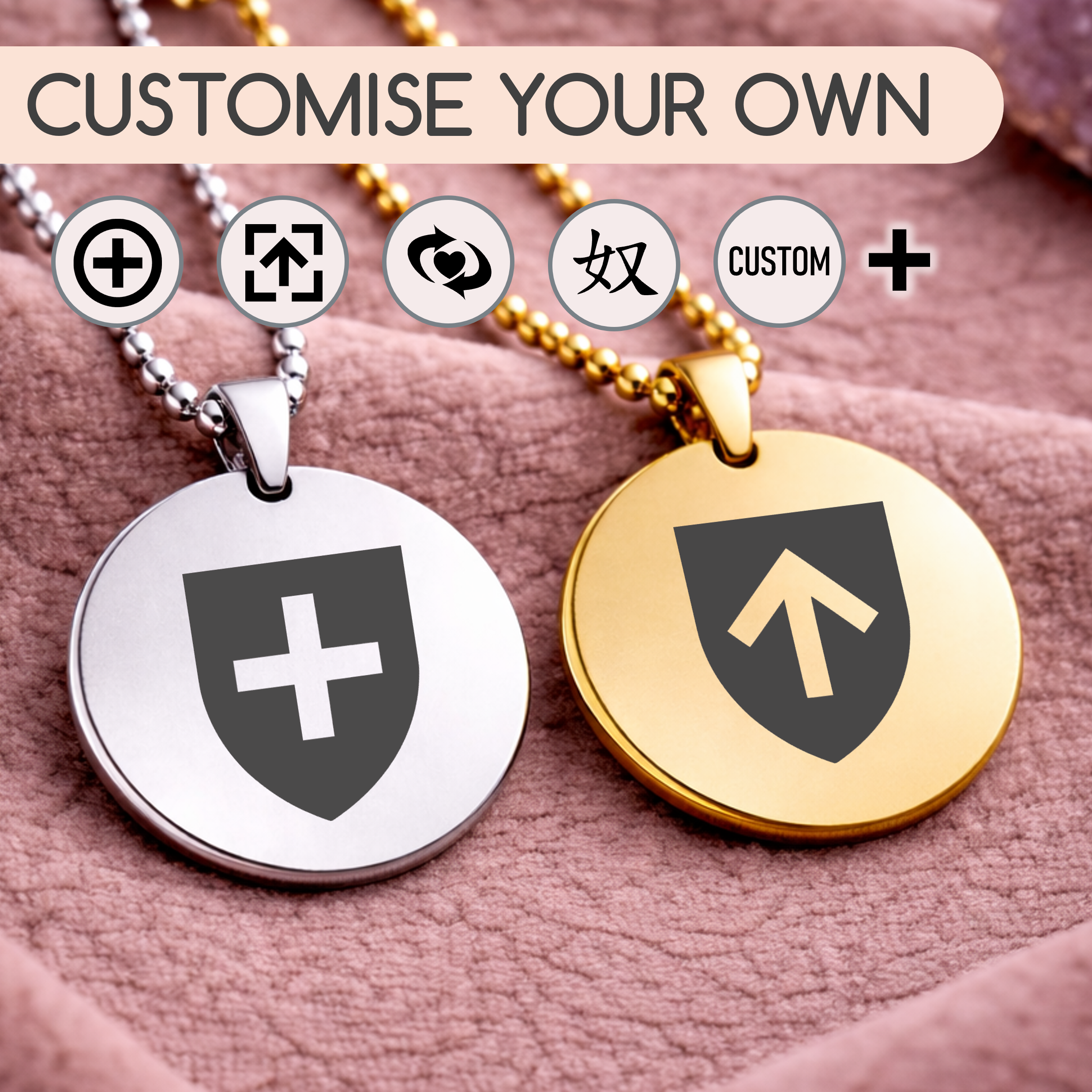 Create your own - Custom Symbol Dynamic Pendant - Single or Set of 2
