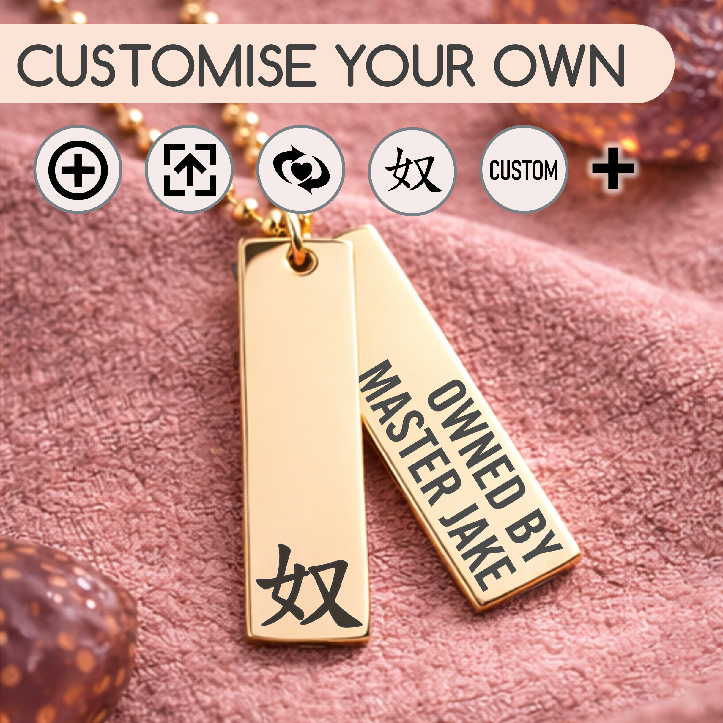Create your own - Custom Bar Pendant with Two Rows of Text