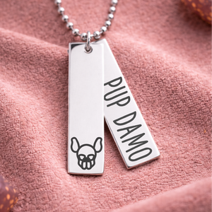 Human pup necklace with engraved pup name
