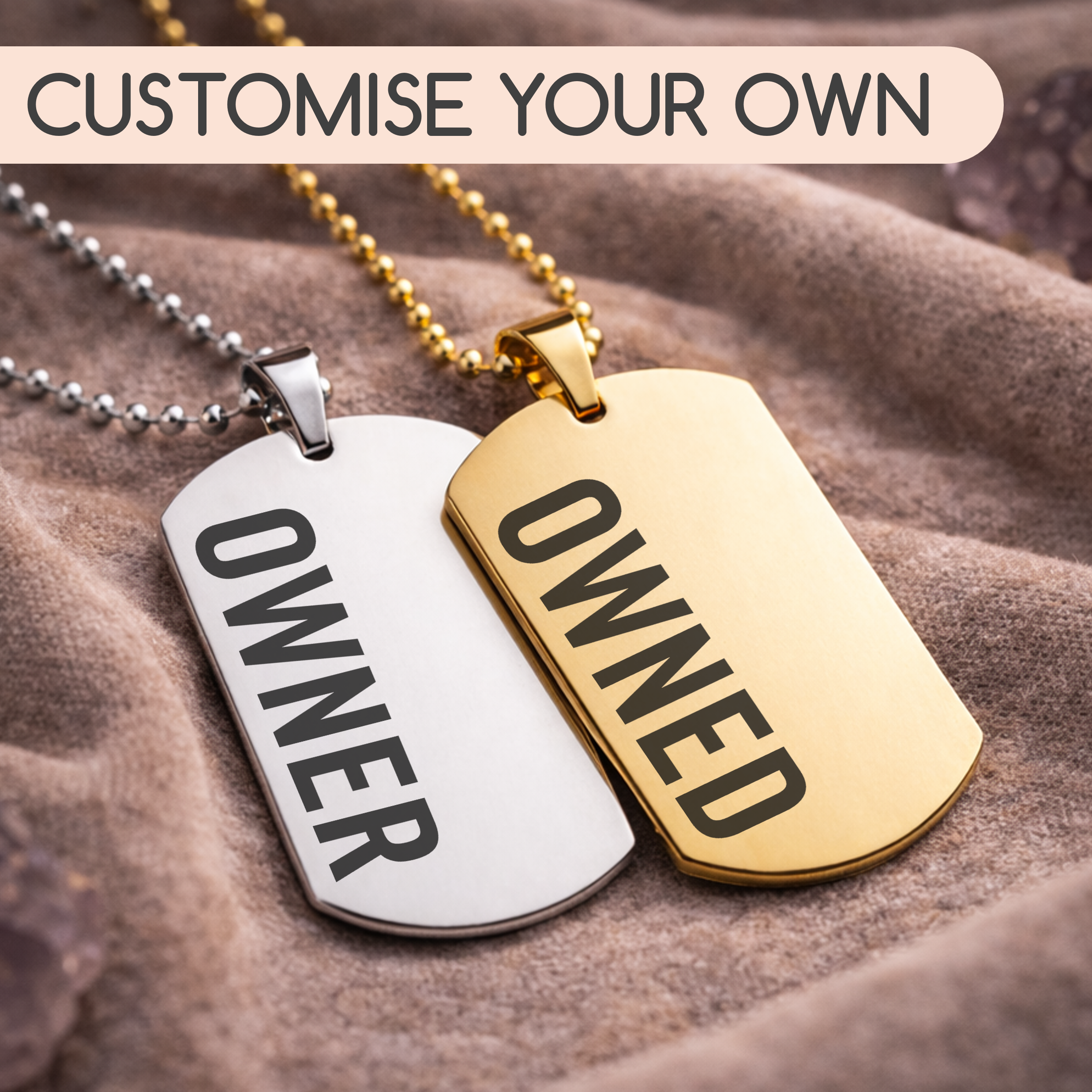 Create your own - Custom Text Fetish Pendant - Single or Set of 2