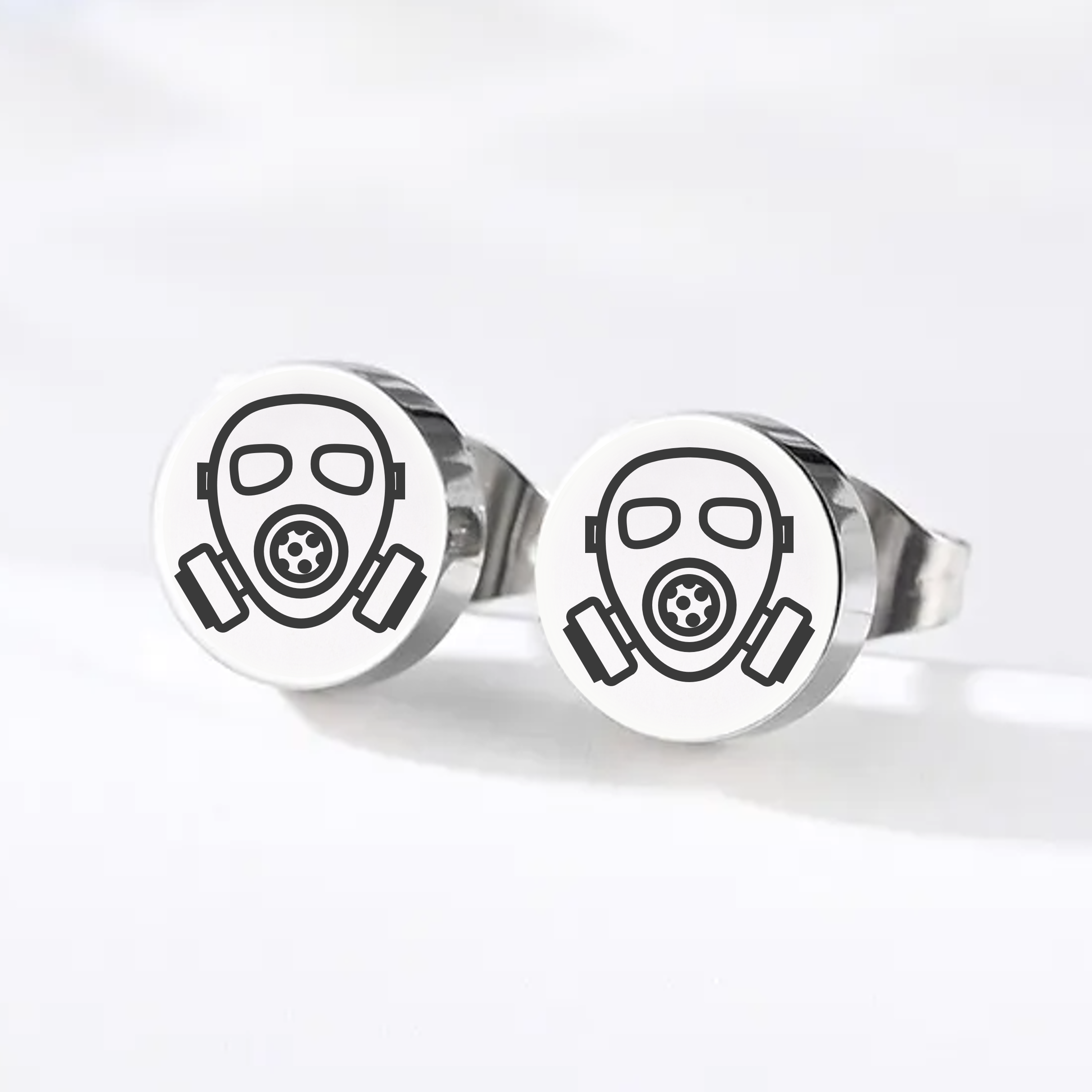 Gas Mask, Stud Earrings