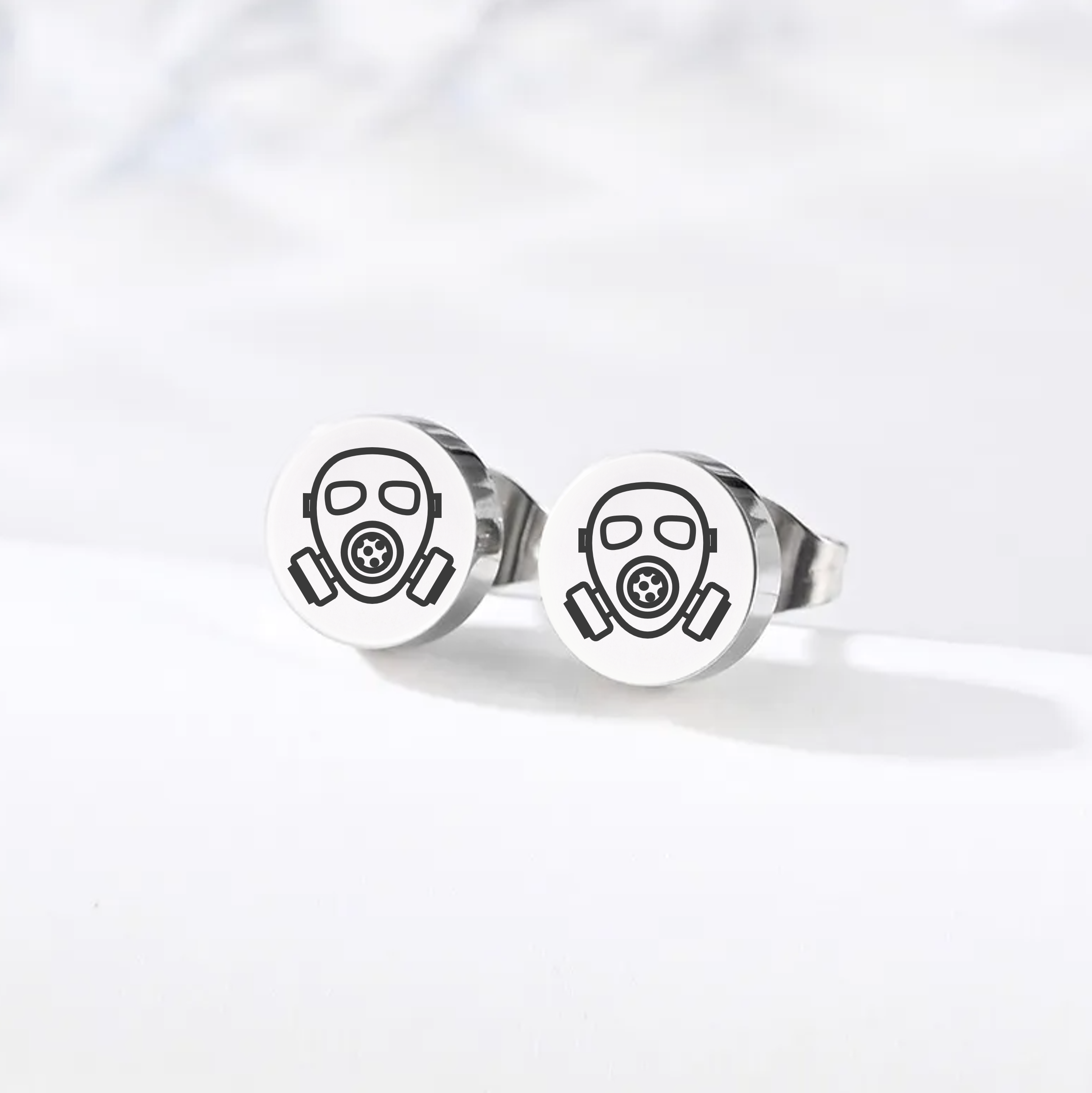Gas Mask, Stud Earrings