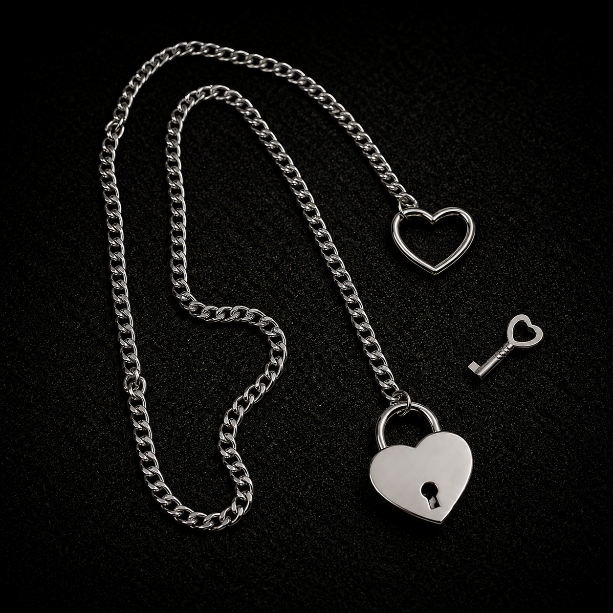 Image 3: Gold heart padlock O-ring necklace with genuine working lock and matching key, engraved "Custom," for owned subs and D/s dynamics, FETBOMB