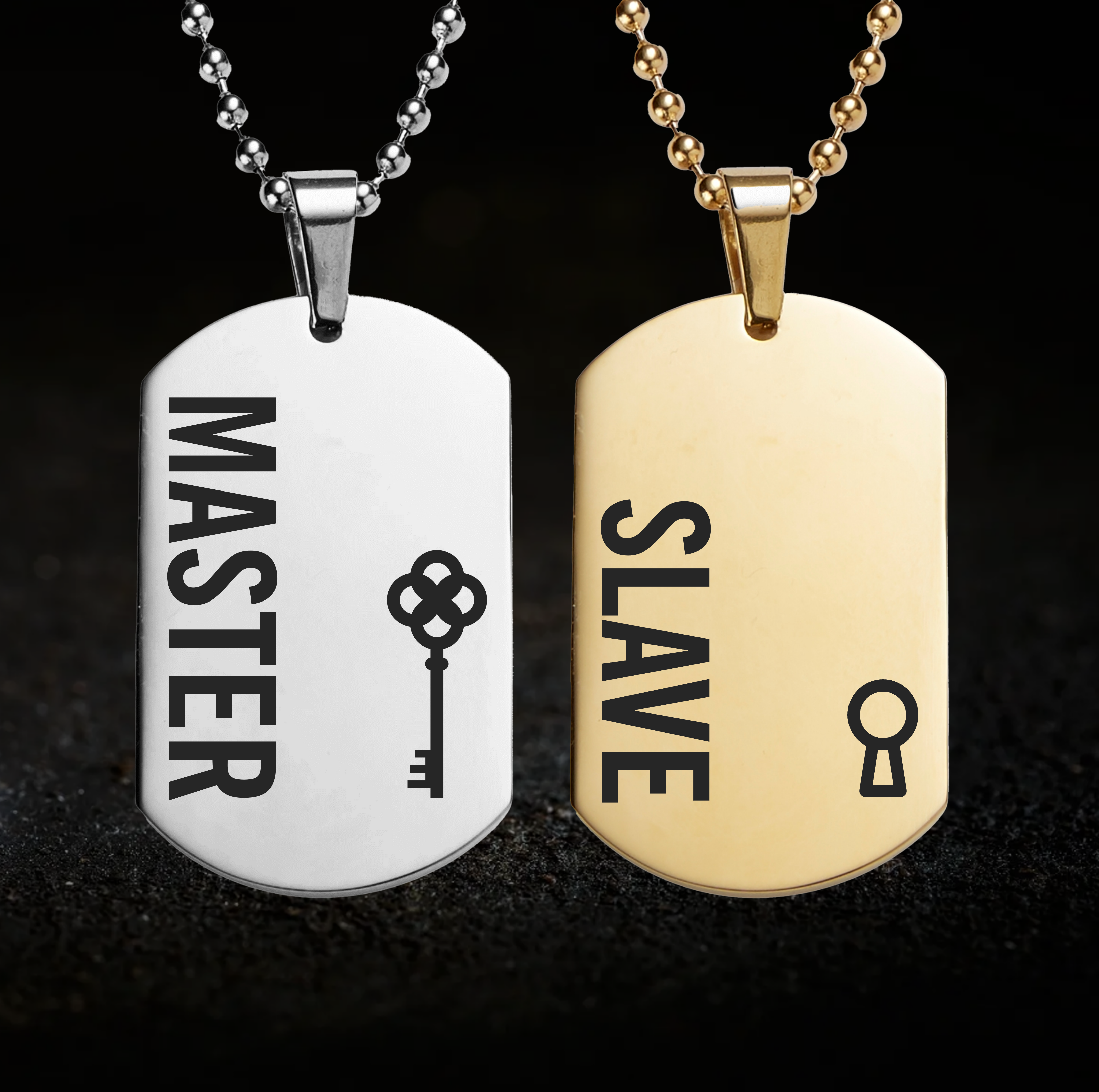 Master's Key and Slave Keyhole Necklace Set