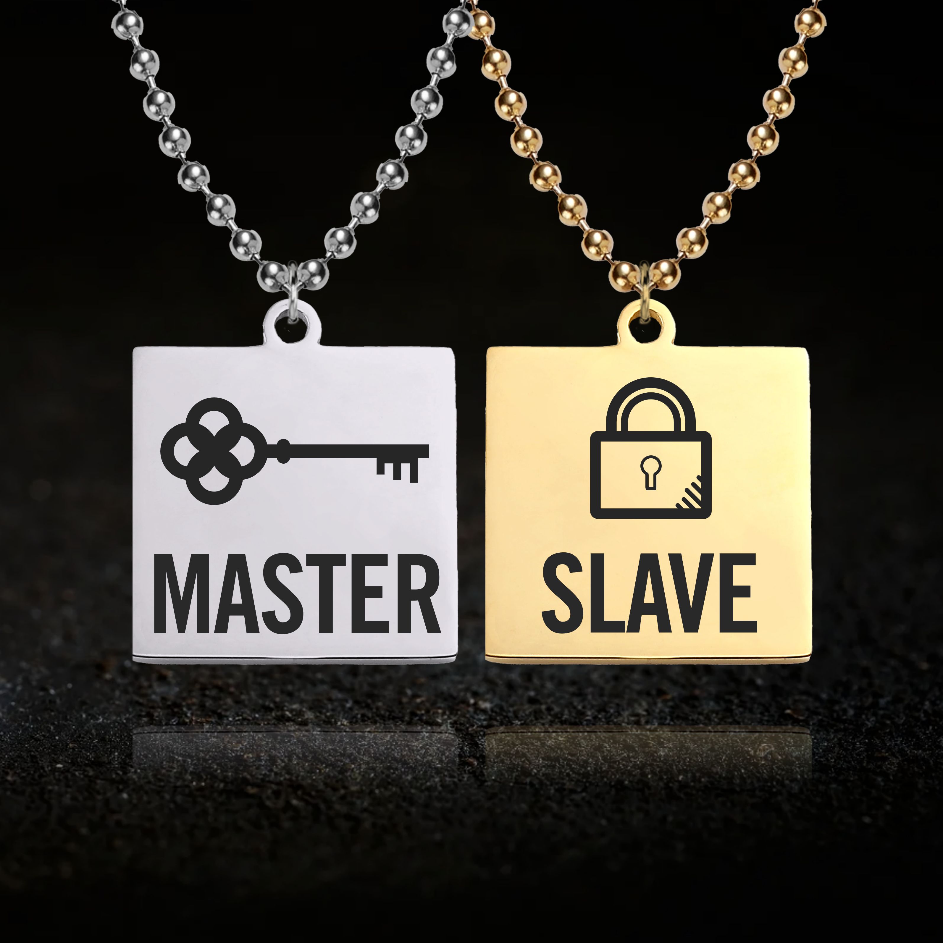 Master and Slave, Key and Padlock Necklace Set