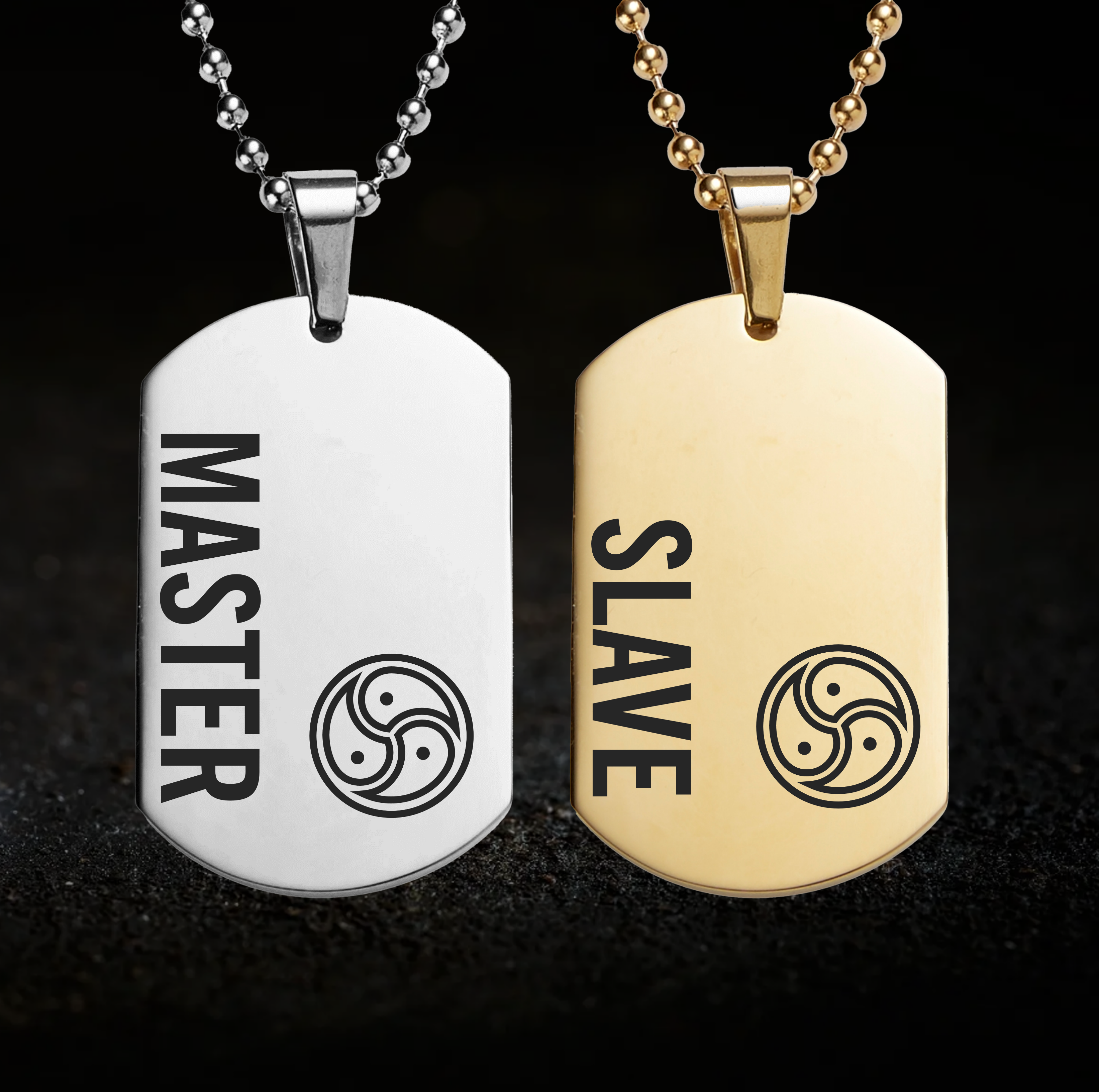 Triskelion, Dominant Master and Submissive Slave Necklace Set