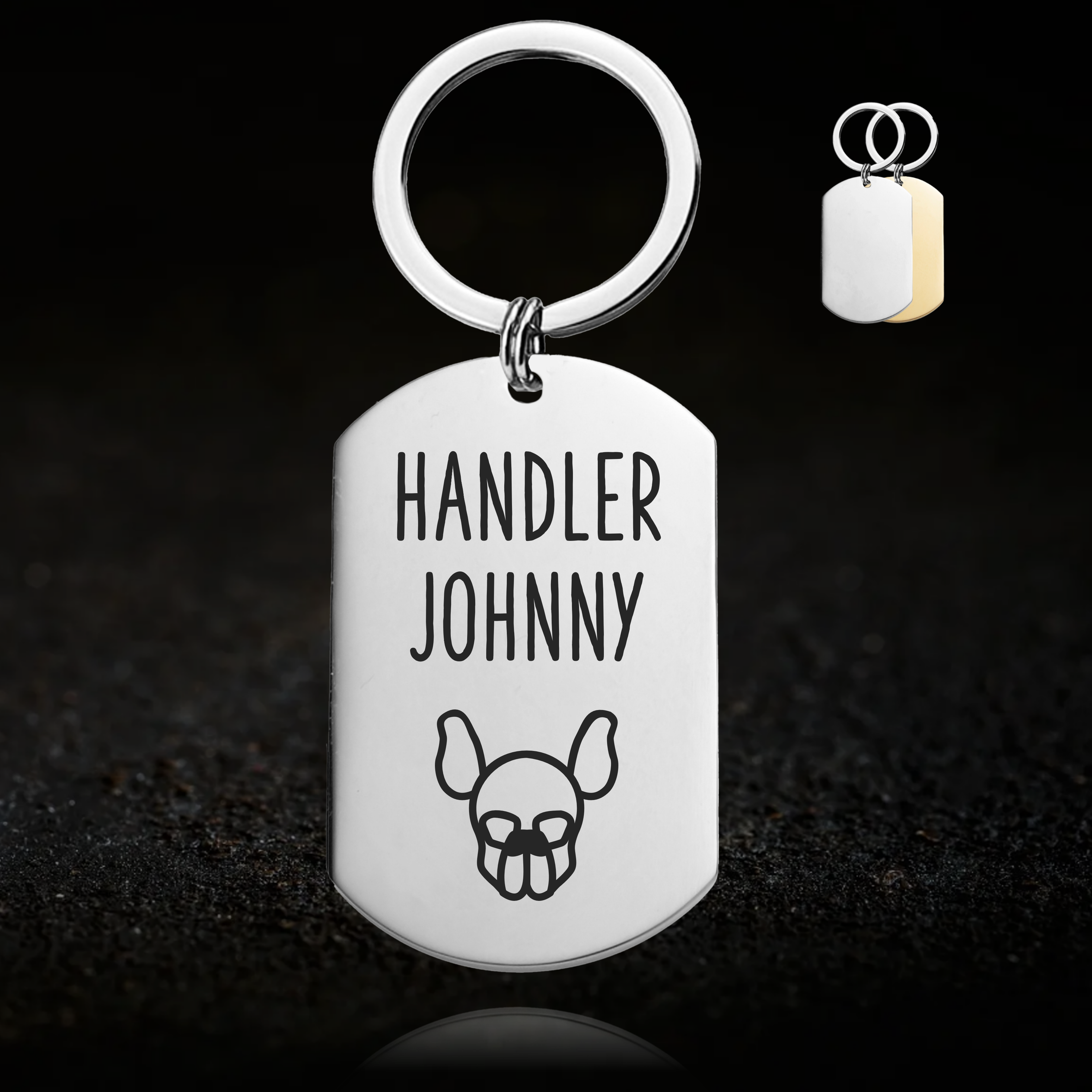 Personalised Pup and Handler, Keyring Set