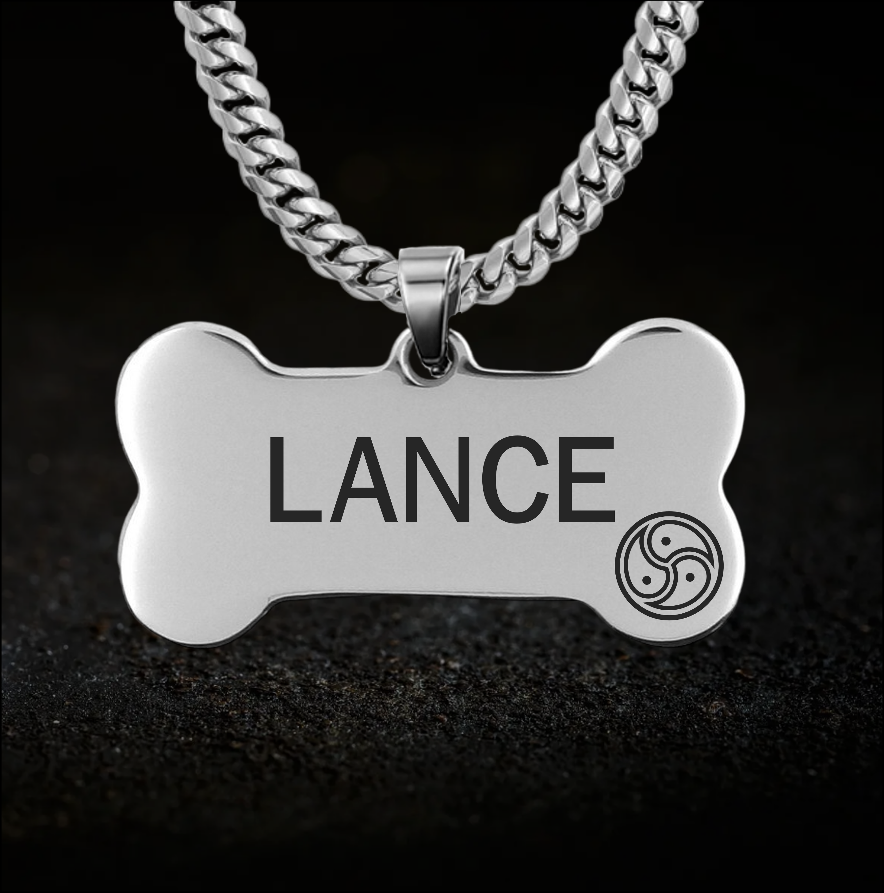 Bondage Pup, Personalised BDSM Triskelion Collar