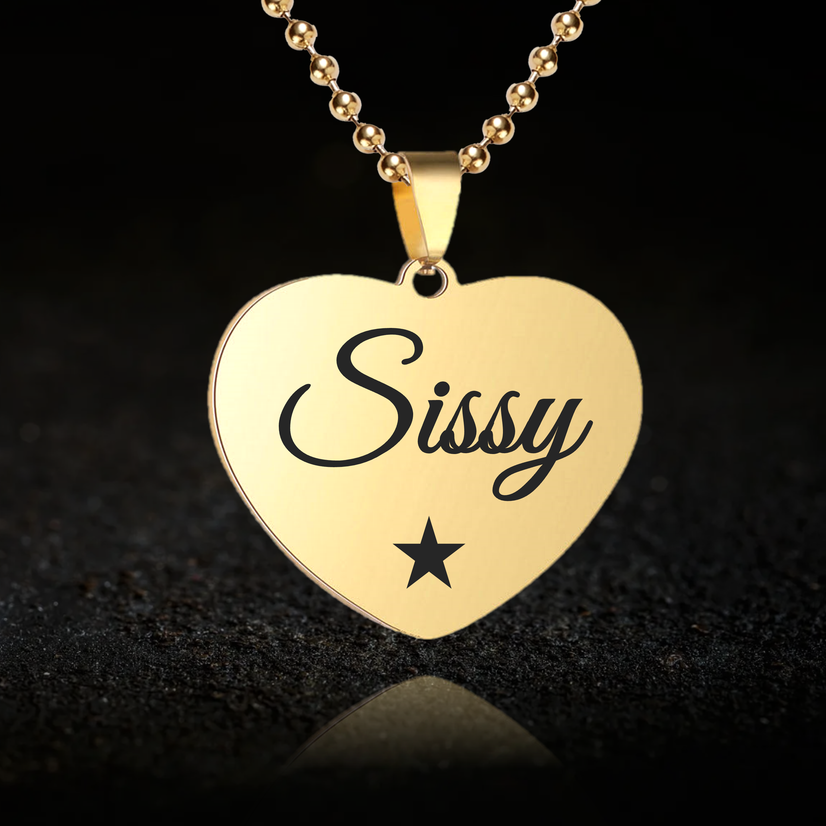 Submissive Sissy Girl, BDSM Heart Necklace