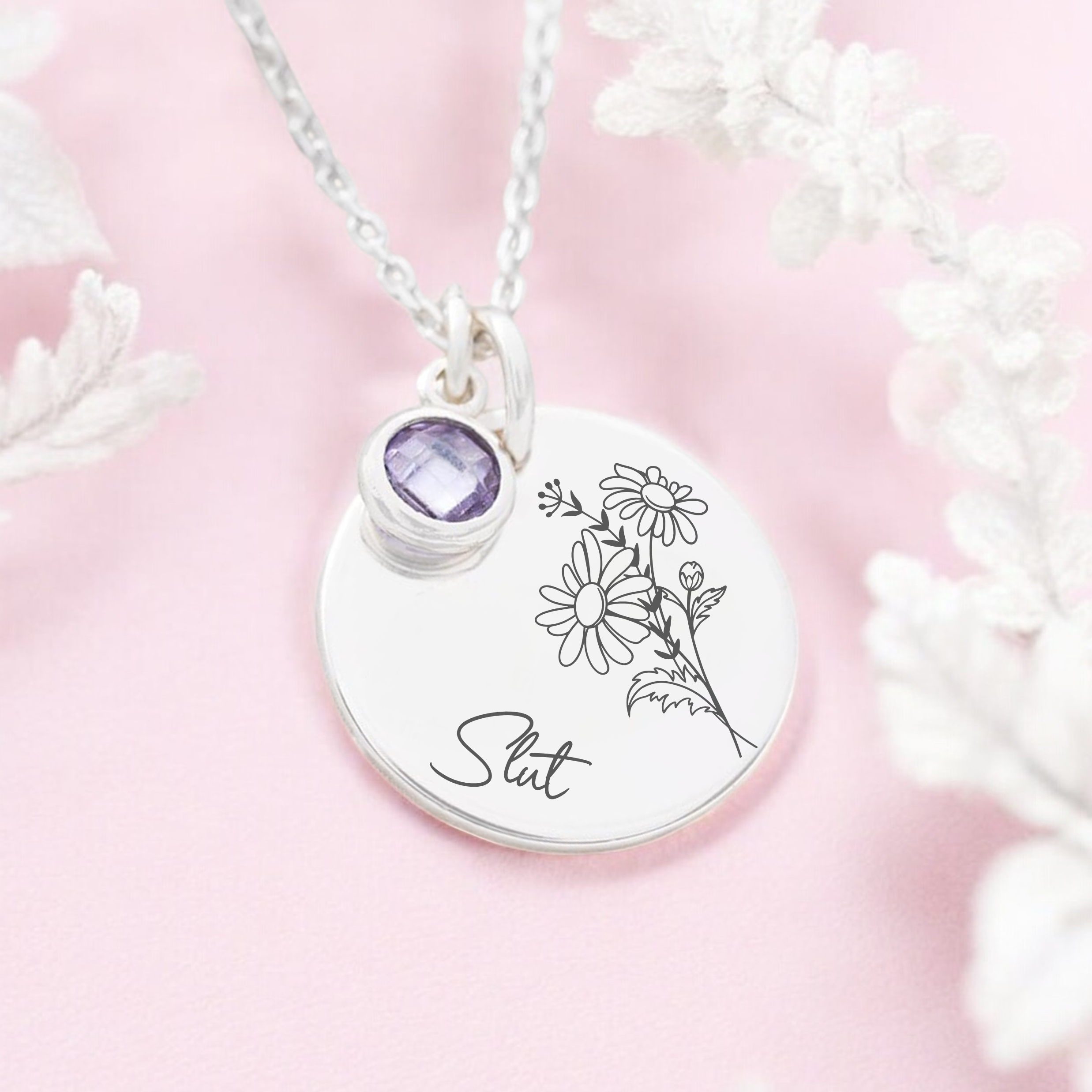 Slut, Birth Flower Necklace