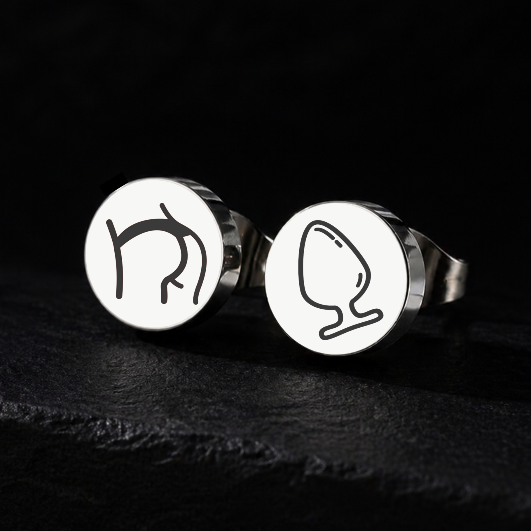 Bottom and Butt Plug, Stud Earrings