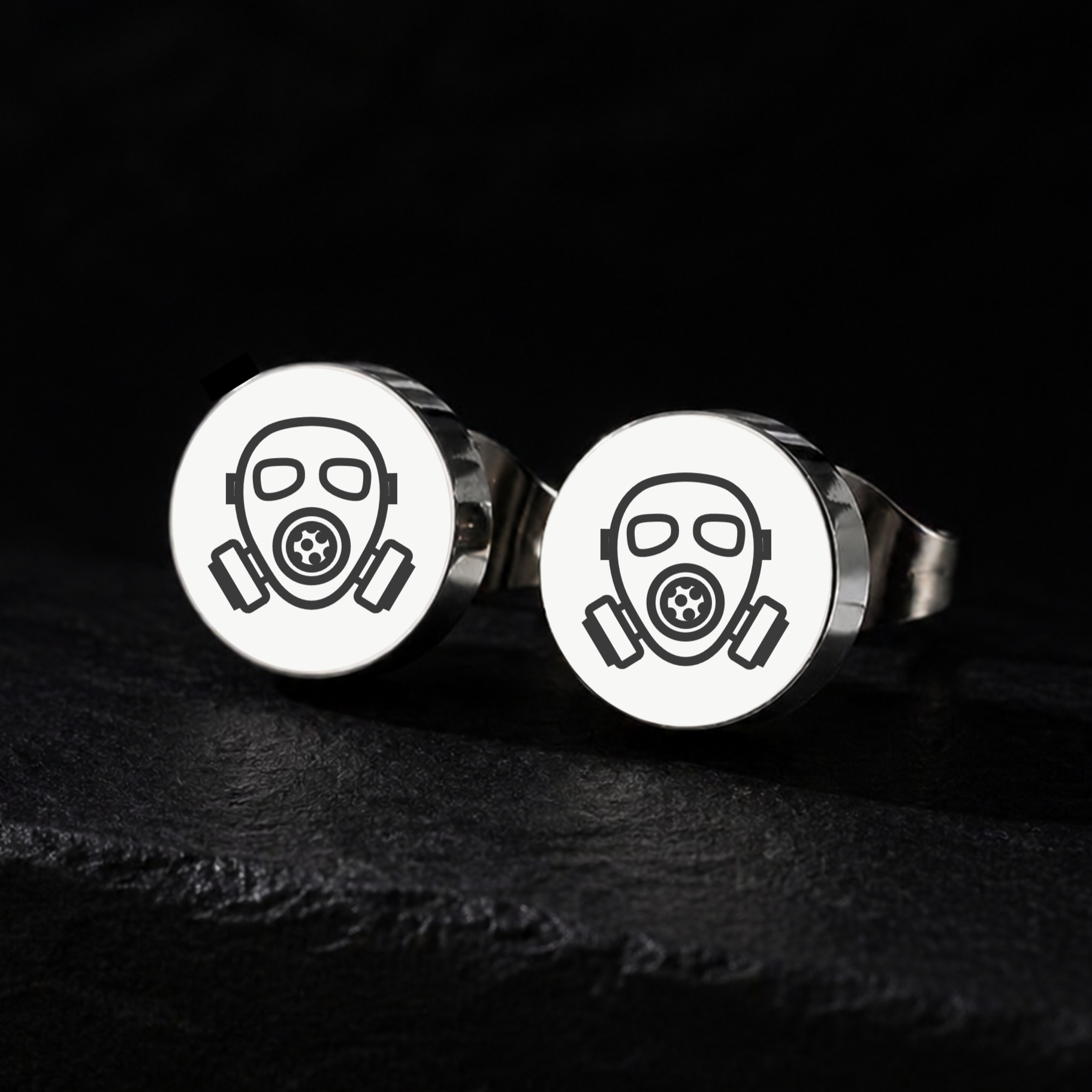 Gas Mask, Stud Earrings