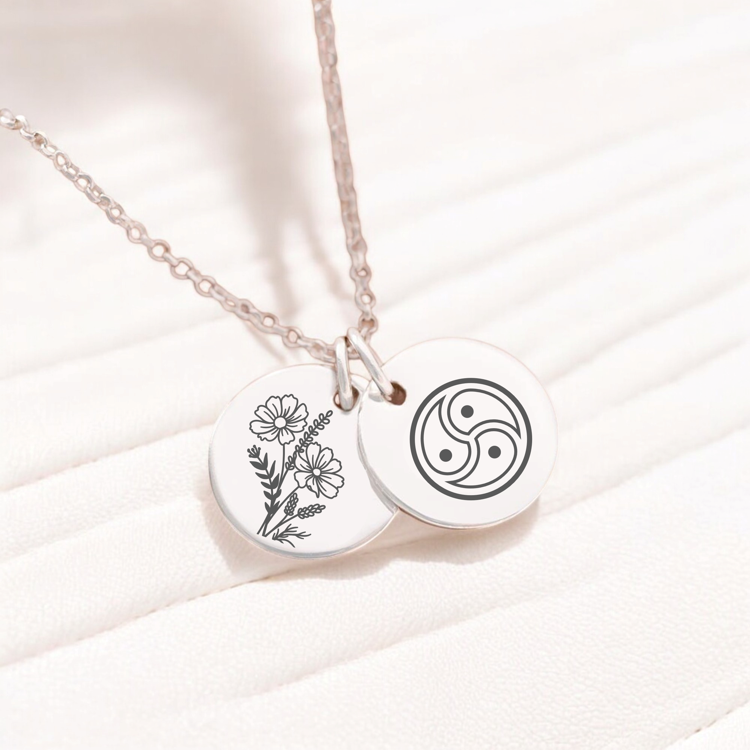 BDSM, Birth Flower Hybrid Necklace - Choice of Symbols