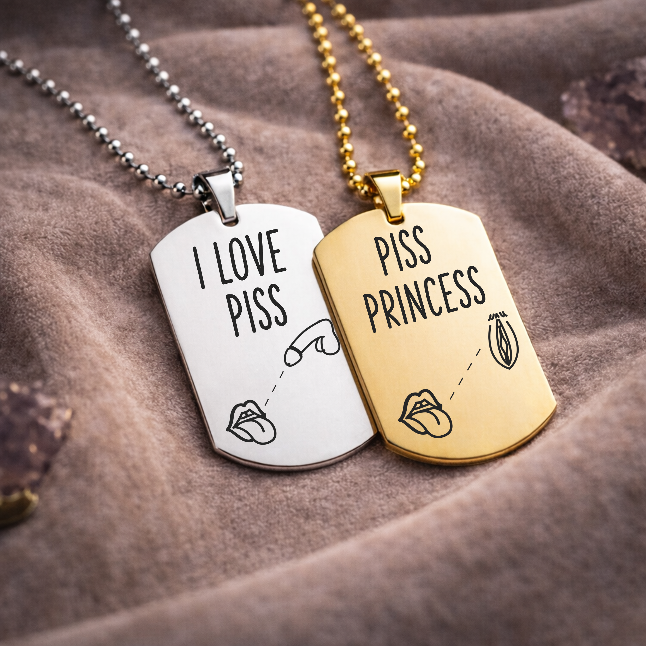 I love piss and piss princess engraved fetish necklace humiliation kink jewellery stainless steel