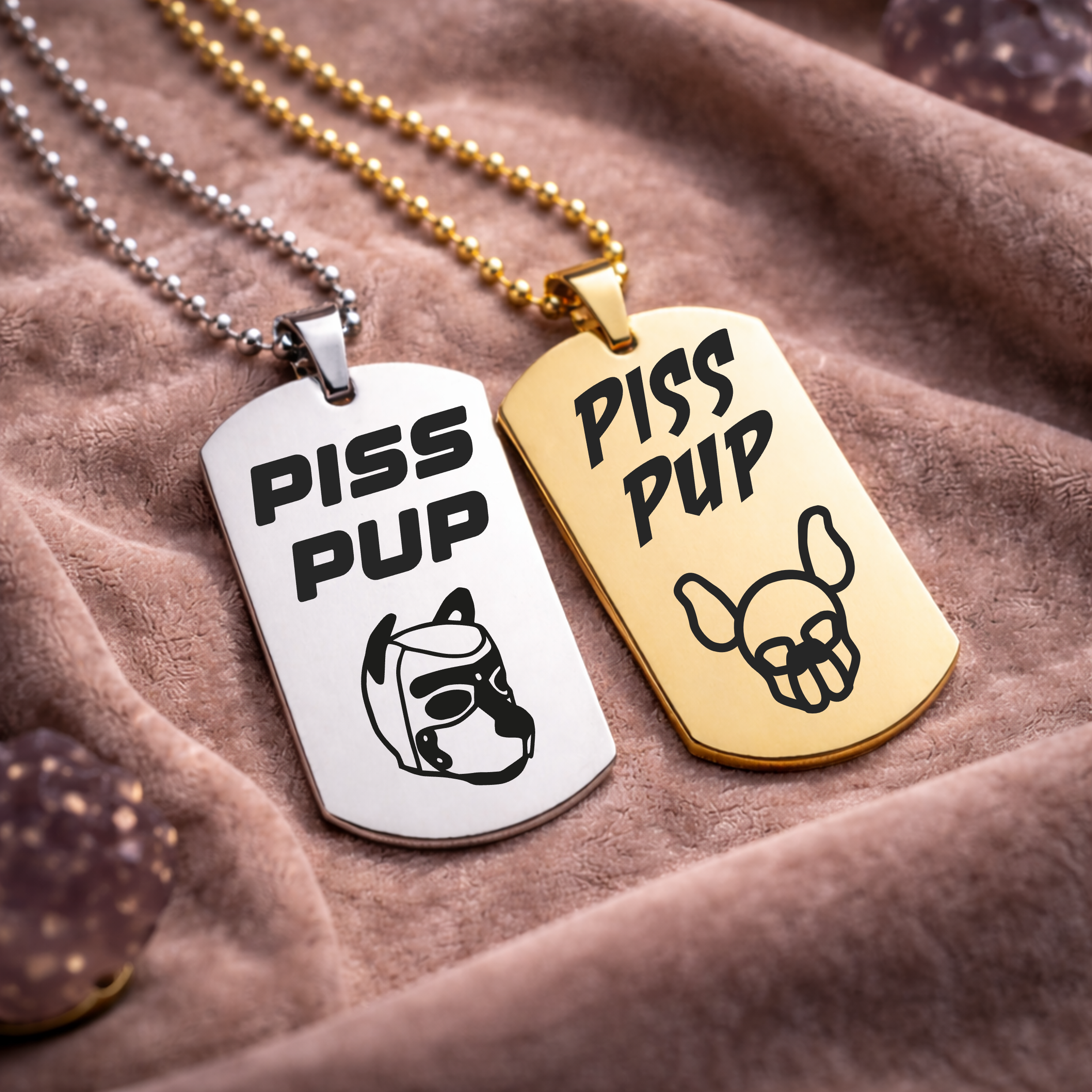 Pup play role tag necklace stainless steel fetish jewellery pendant